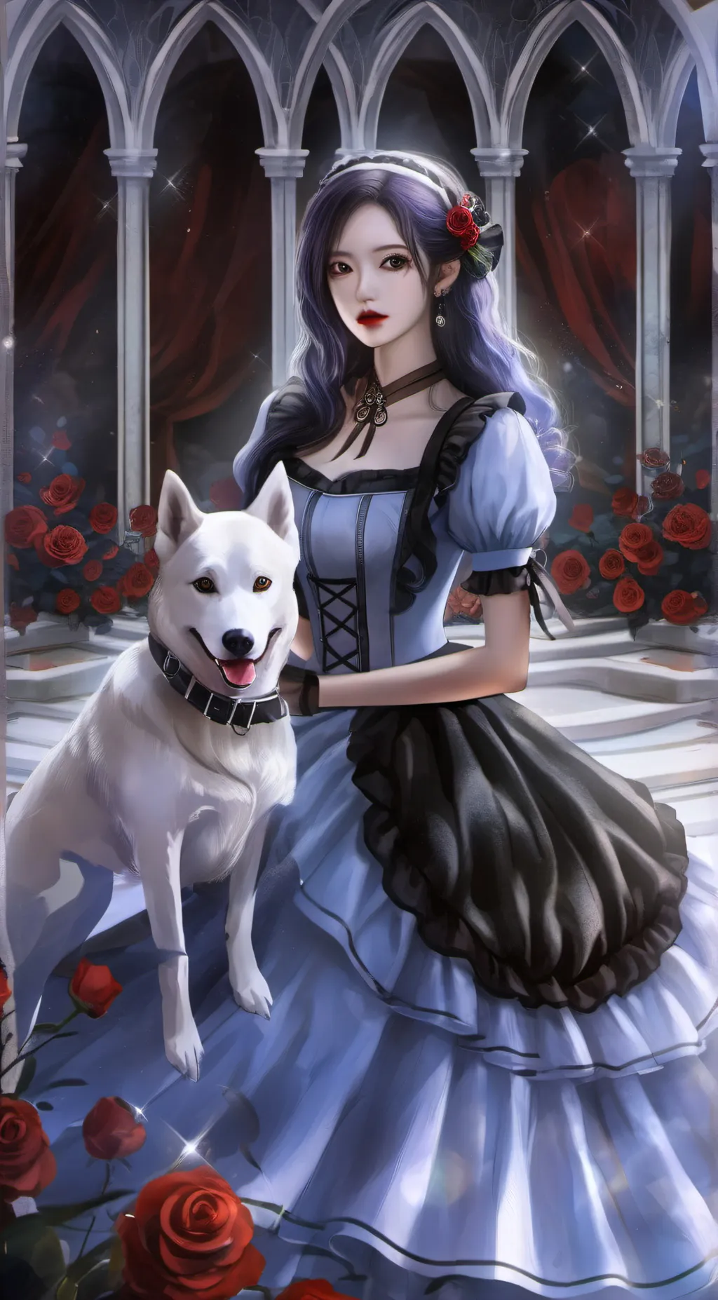 ai character: black rose background
