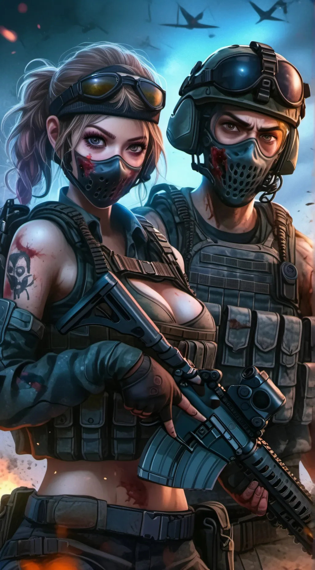 ai character: Jade and X background