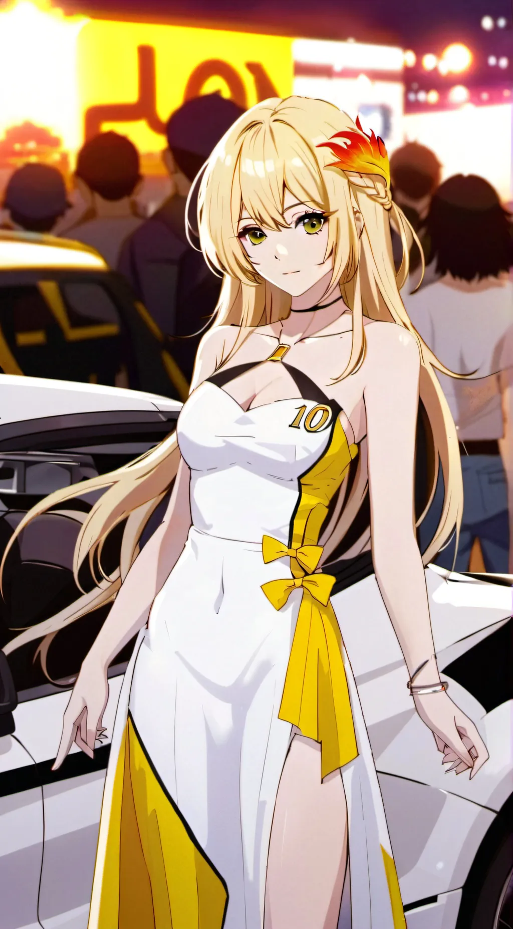 ai character: Martha NASCAR 🤍💛🤍 background