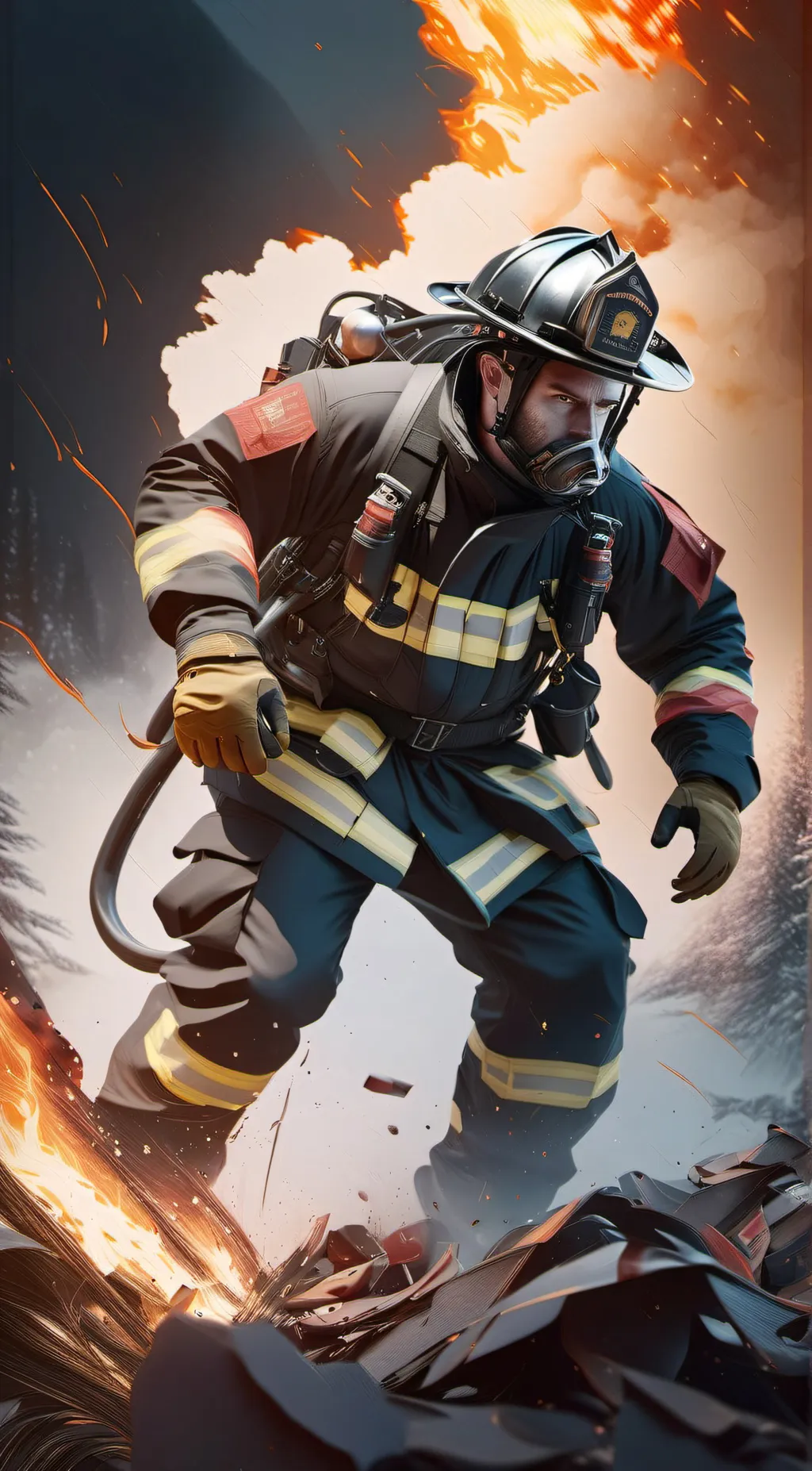 ai character: Firefighter background