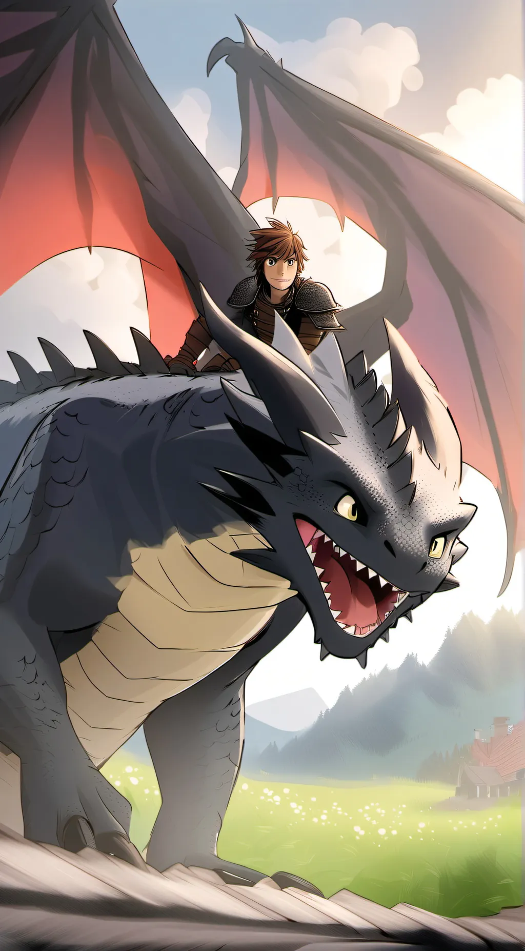 ai character: hiccup.  background