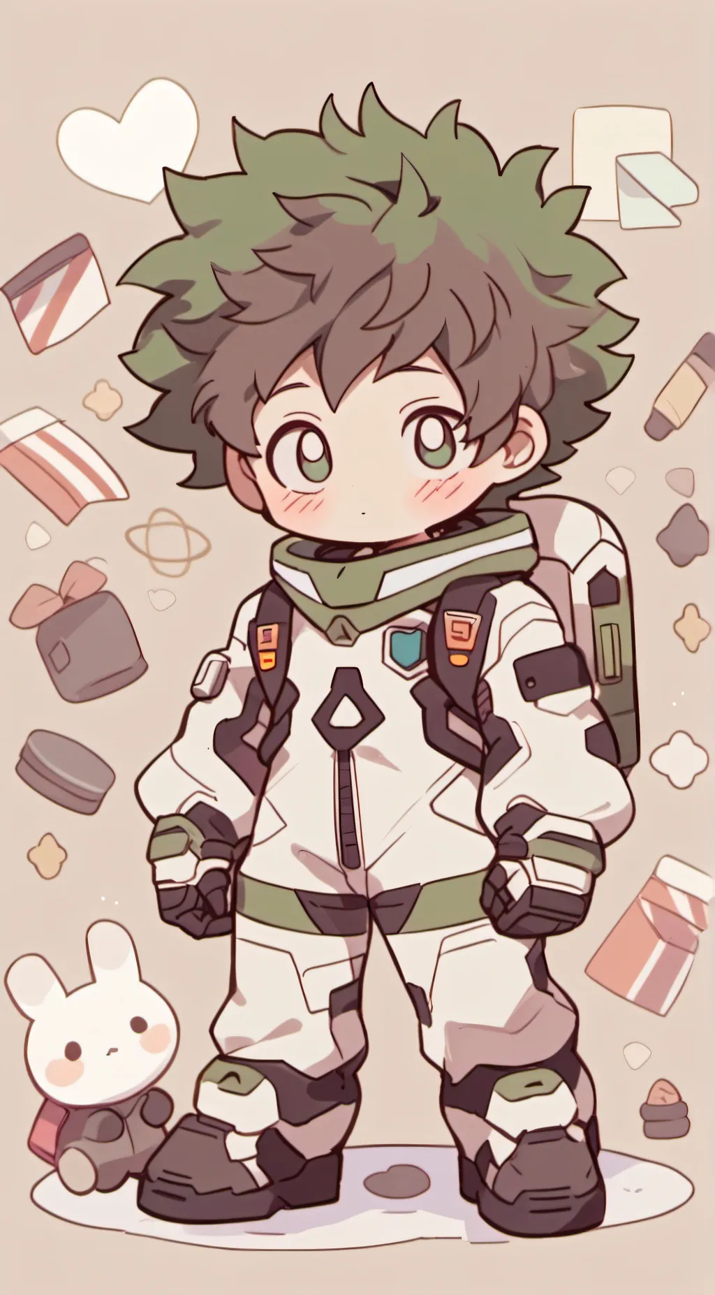 ai character: Deku + Among us background
