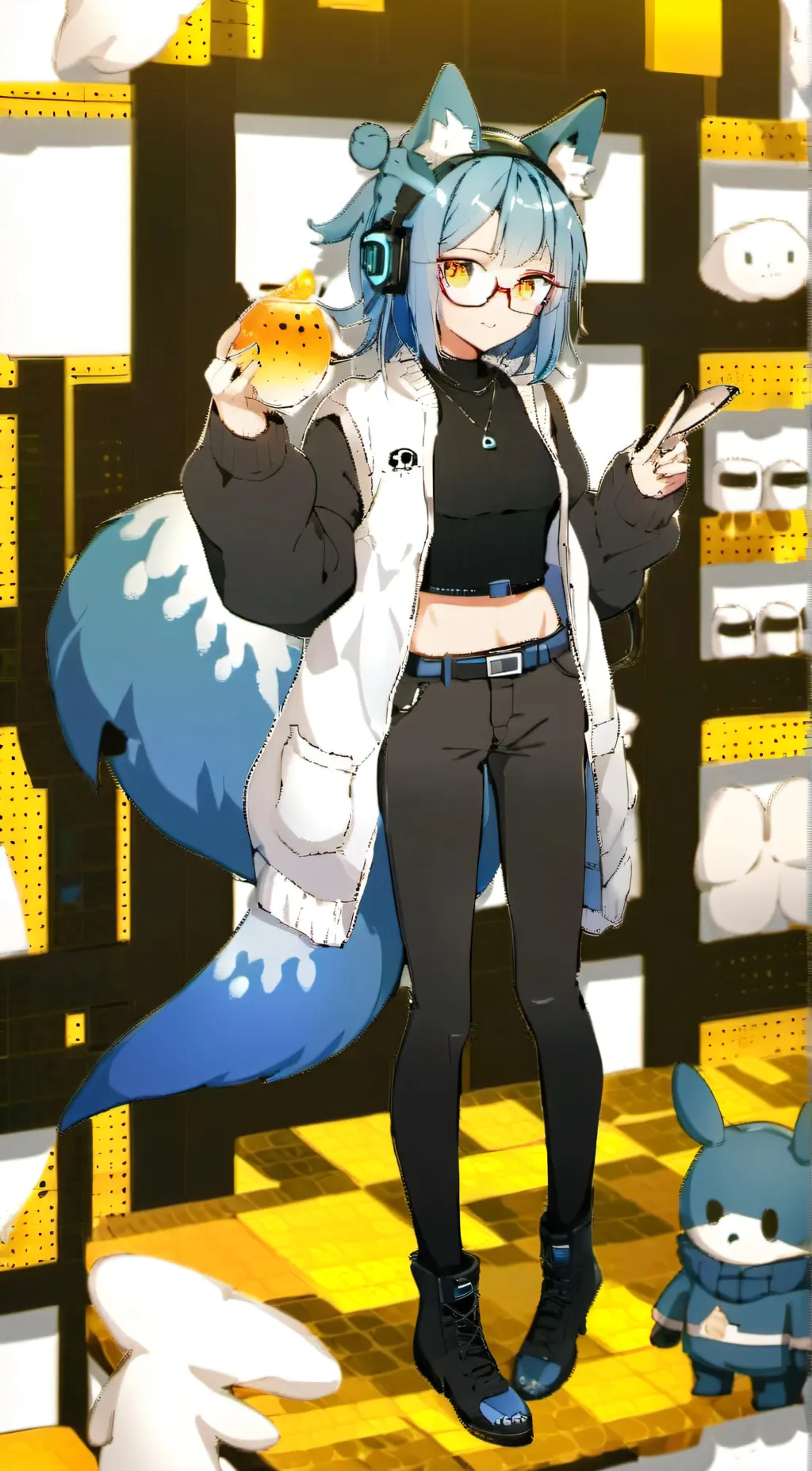 ai character: violet background