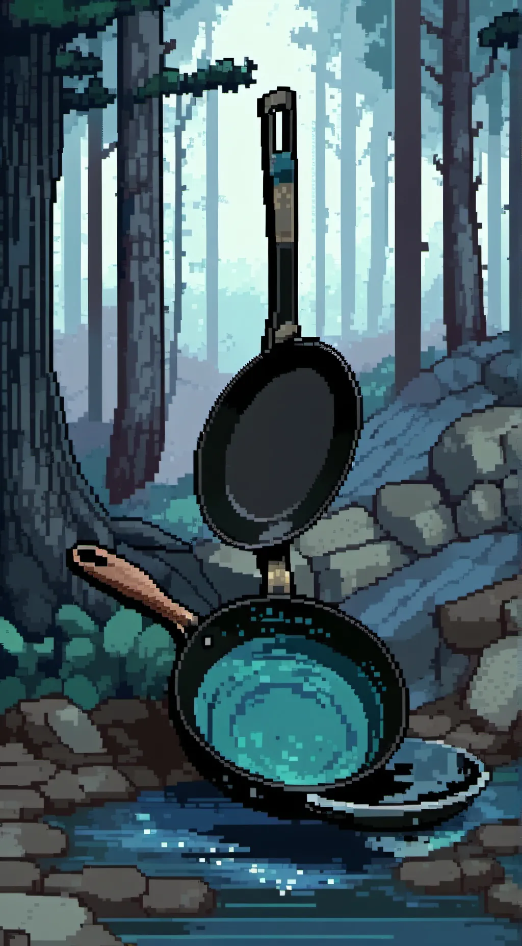 ai character: god of frying pan background
