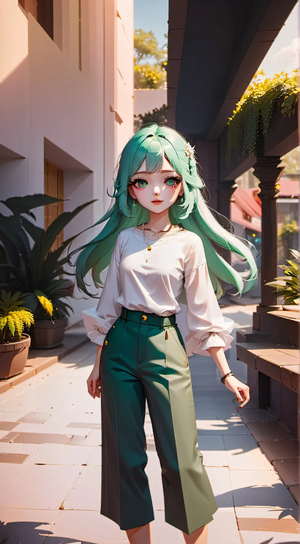 ai character: Green background