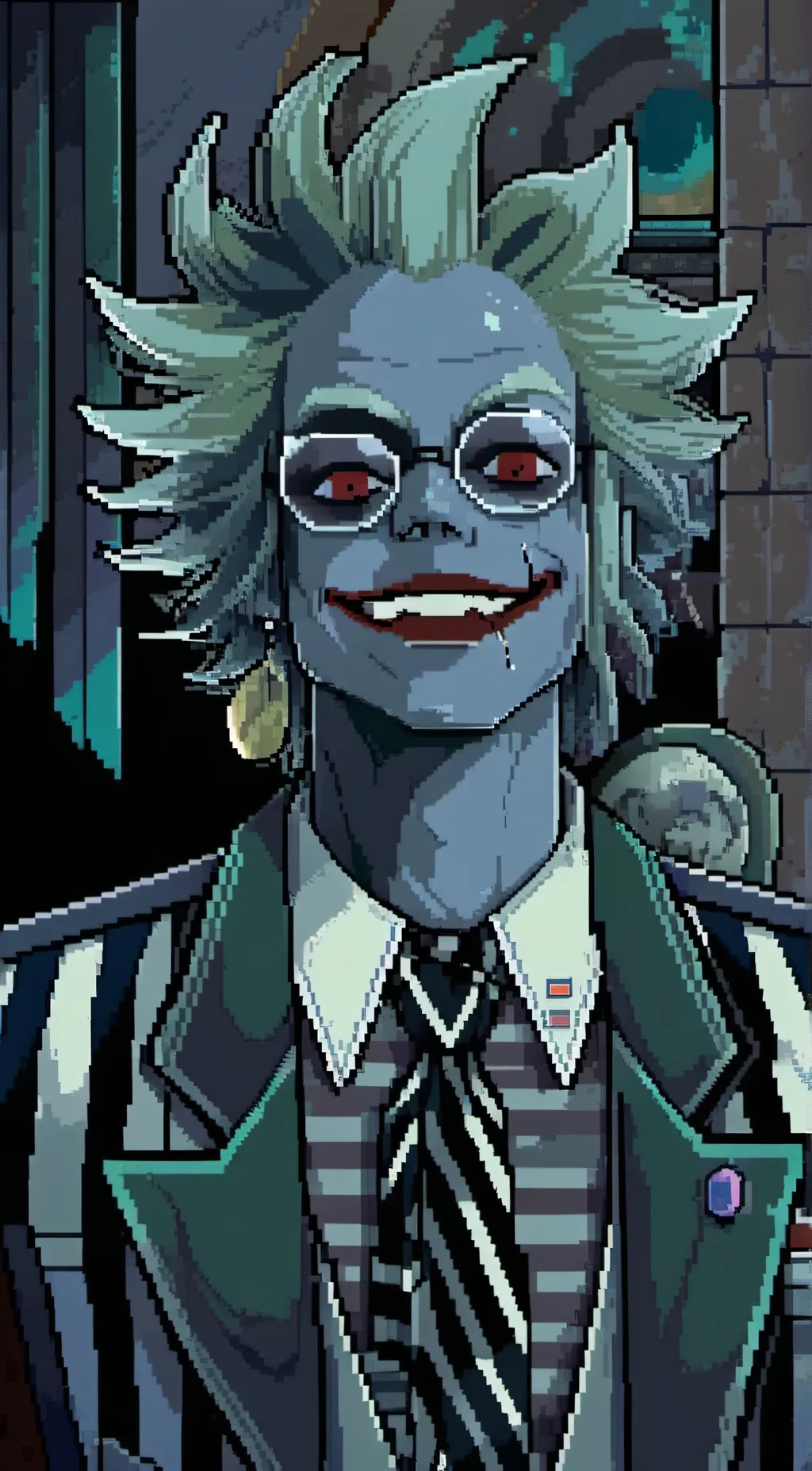 ai character: Beetlejuice  background