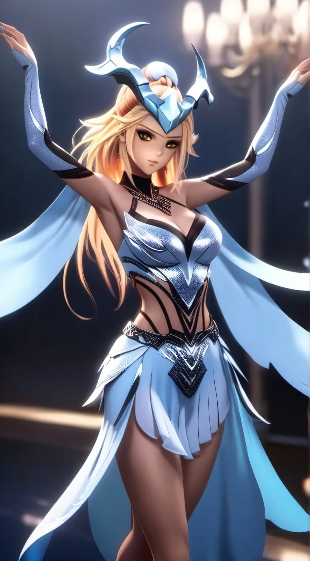 ai character: (Lila) silver swan background