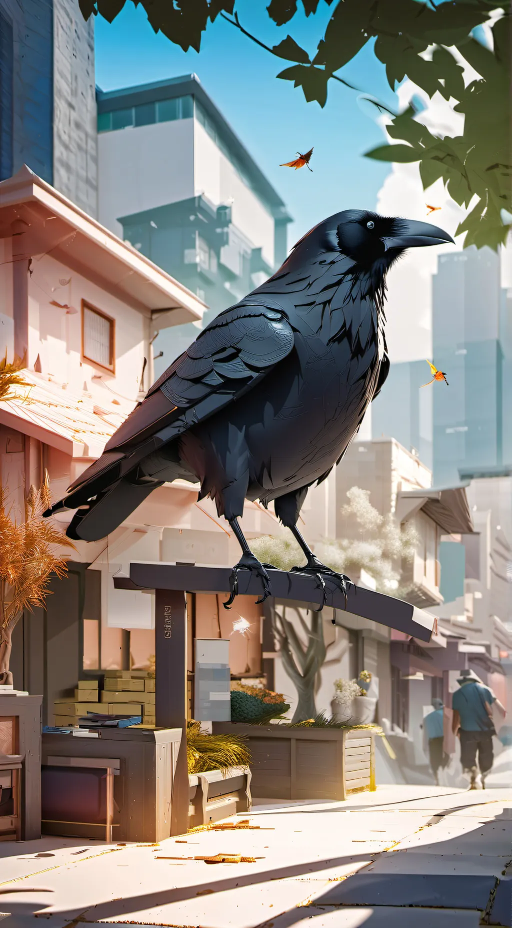 ai character: colossal crow  background