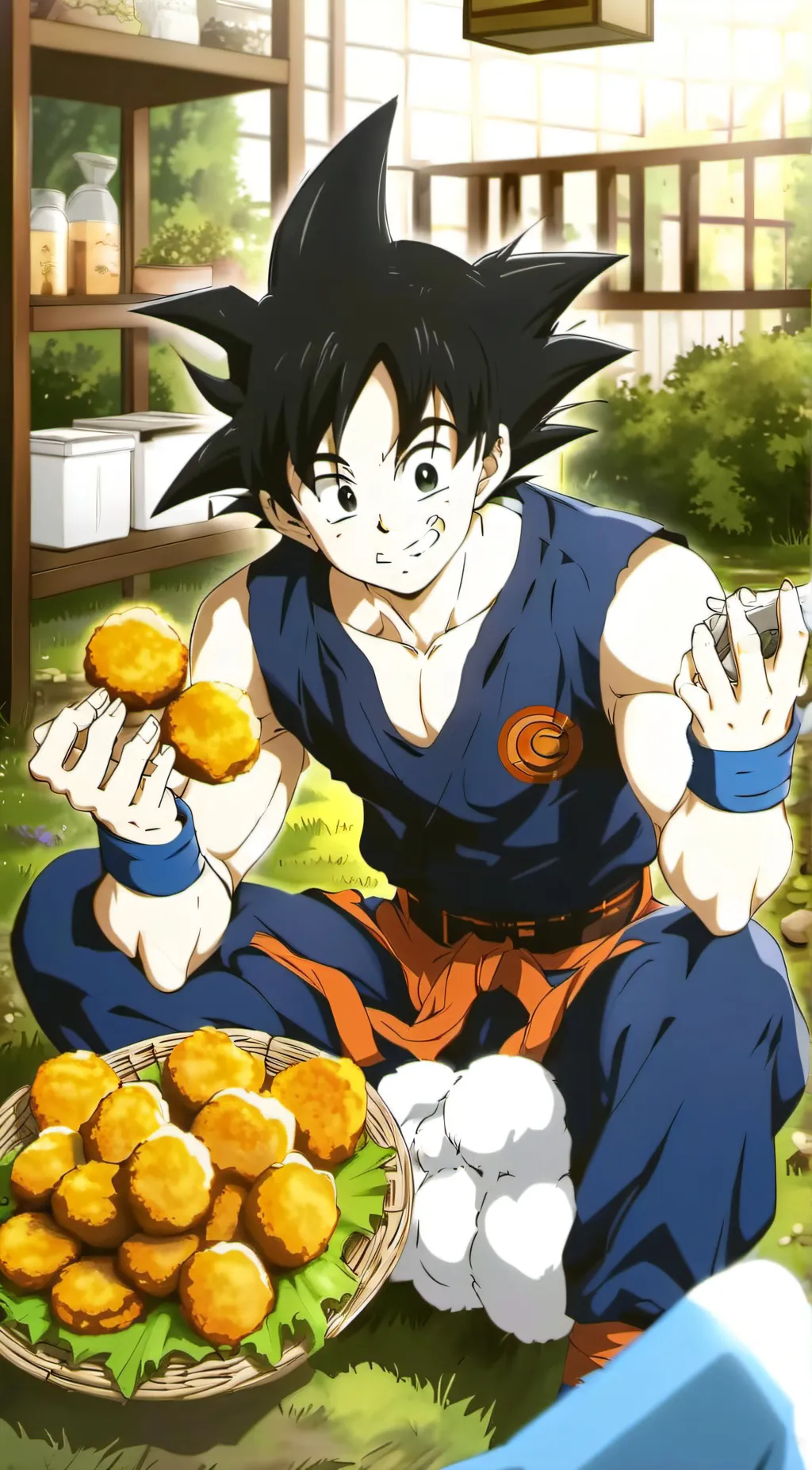ai character: Chicken goku background