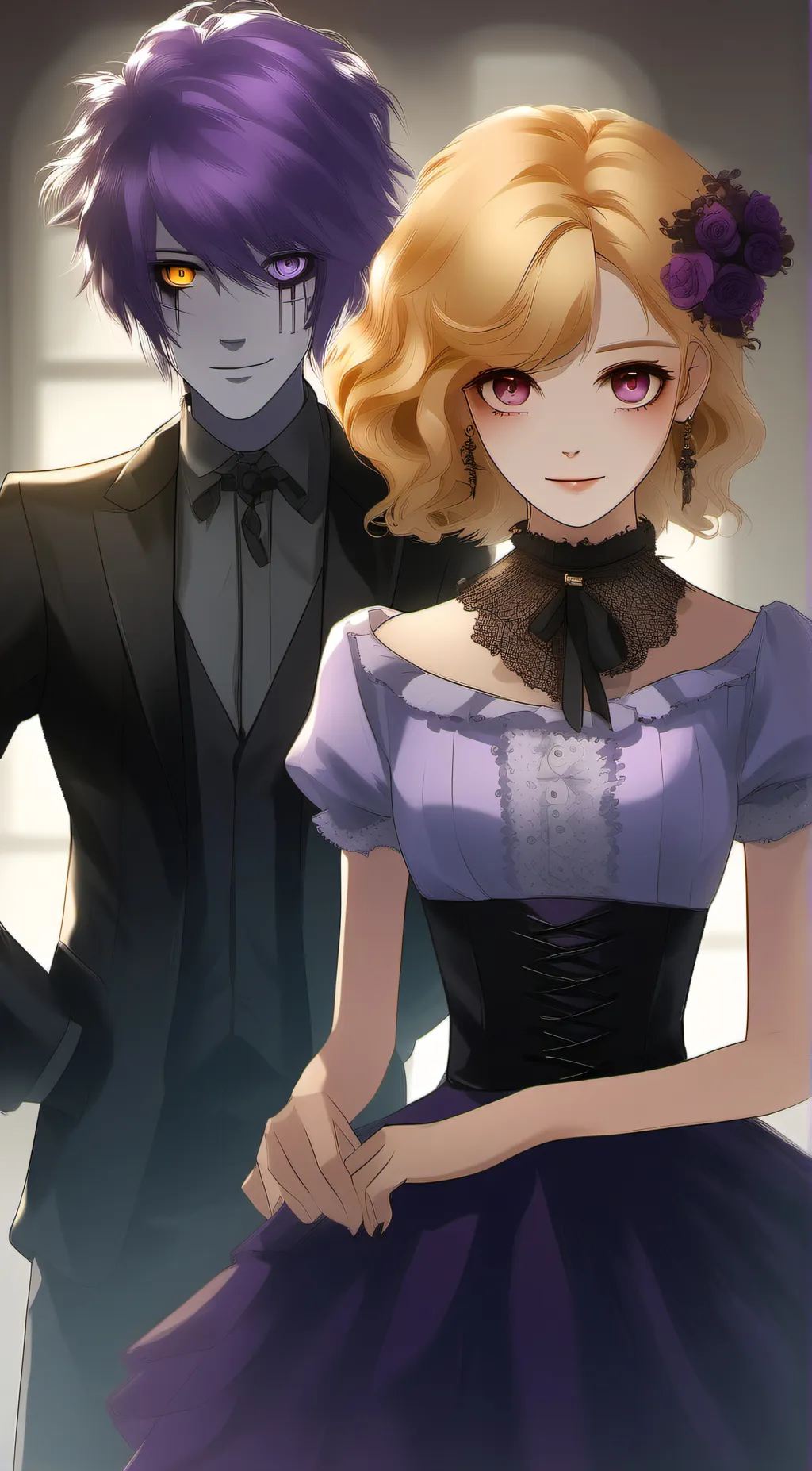 ai character: Vanny and Vincent  background
