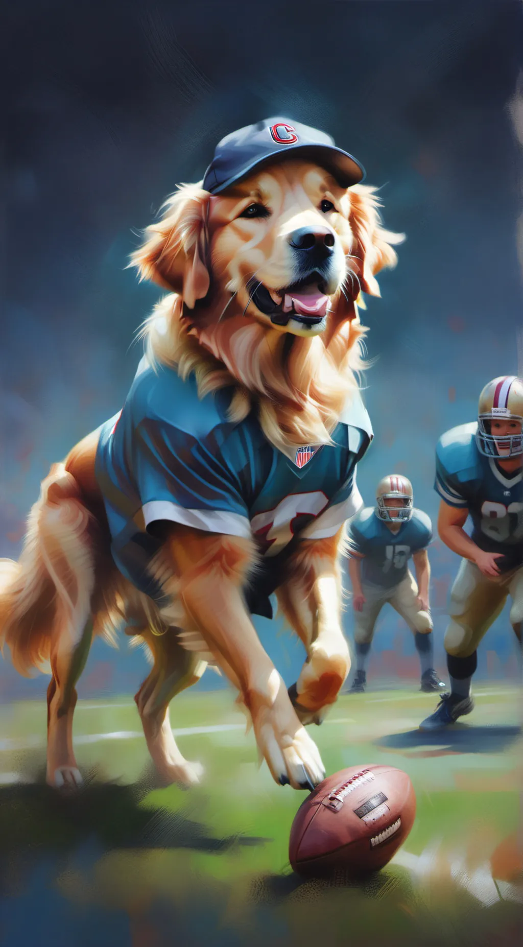 ai character: Football dog playe background