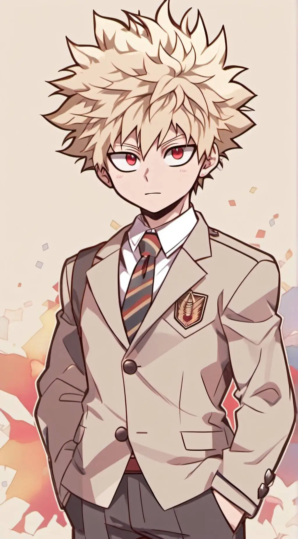 ai character: kid bakugo  background