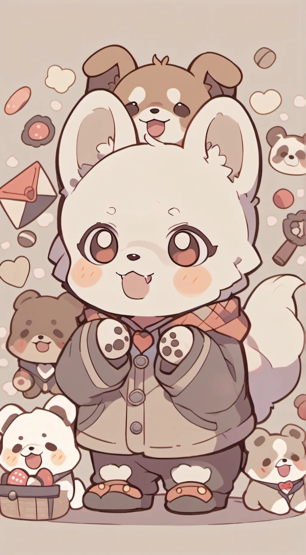 ai character: smiling critters background