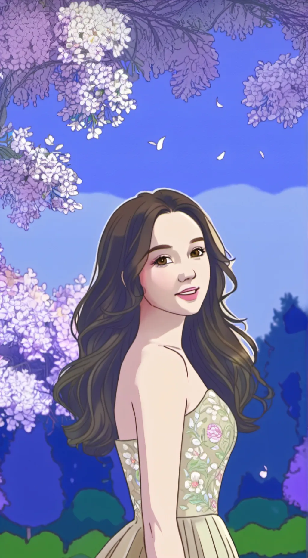 ai character: Holly Hobbie  background