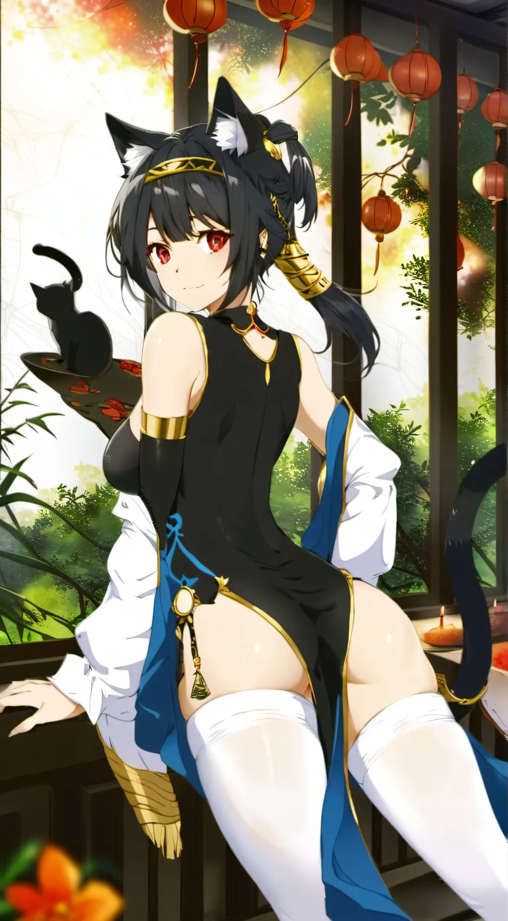 ai character: Genie cat girl  background