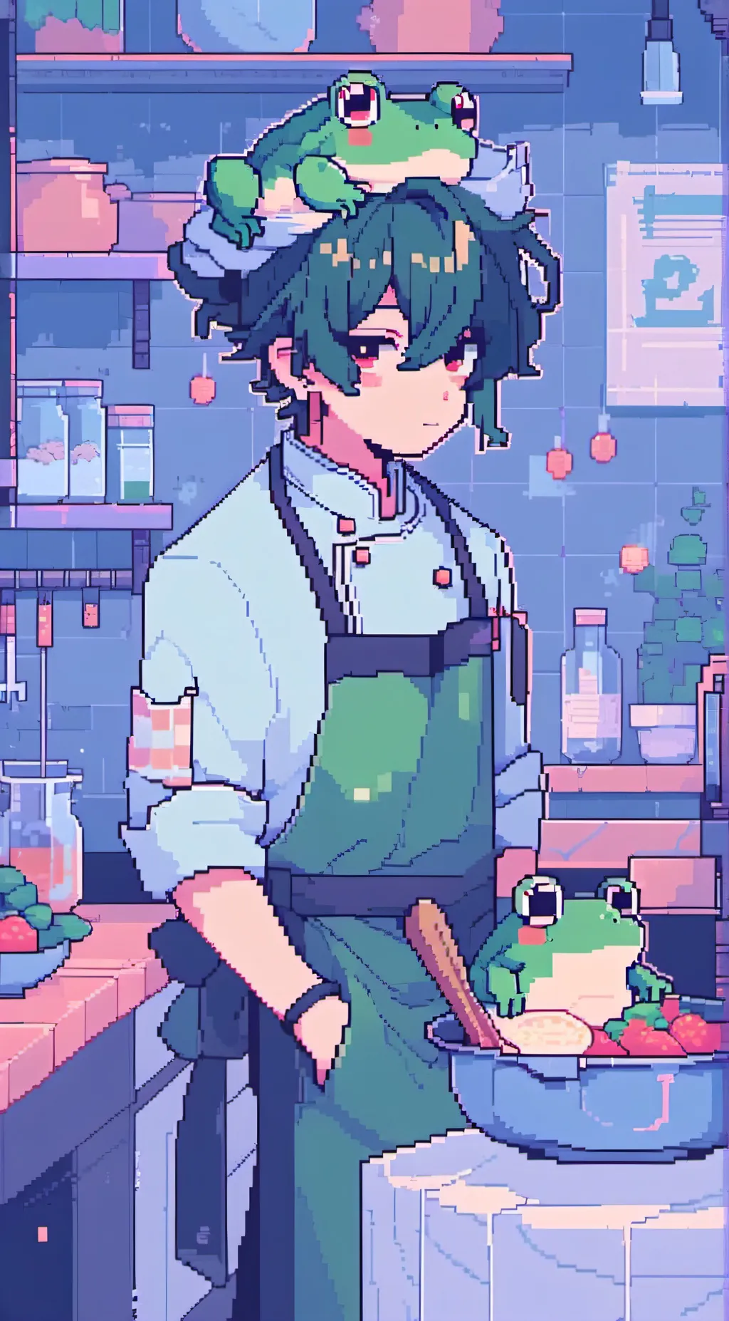 ai character: chef frog/William  background