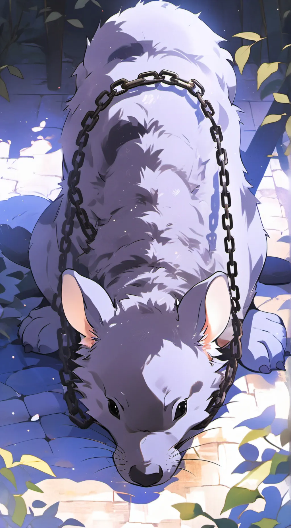 ai character: chains chinchilla. background