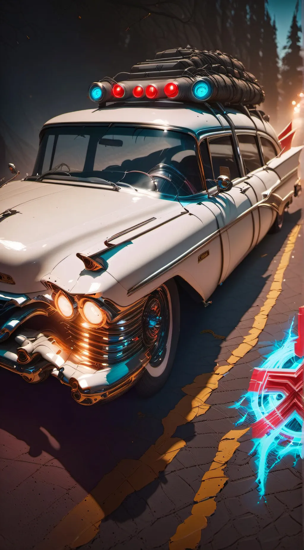 ai character: Ecto 1 background