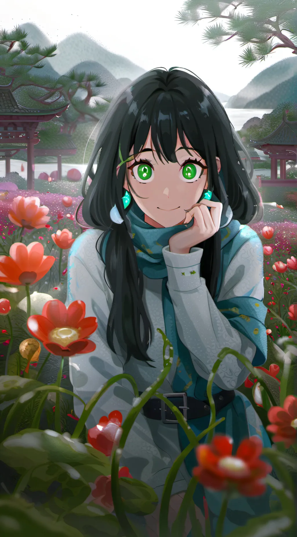 ai character: Tsuyu Asui  background