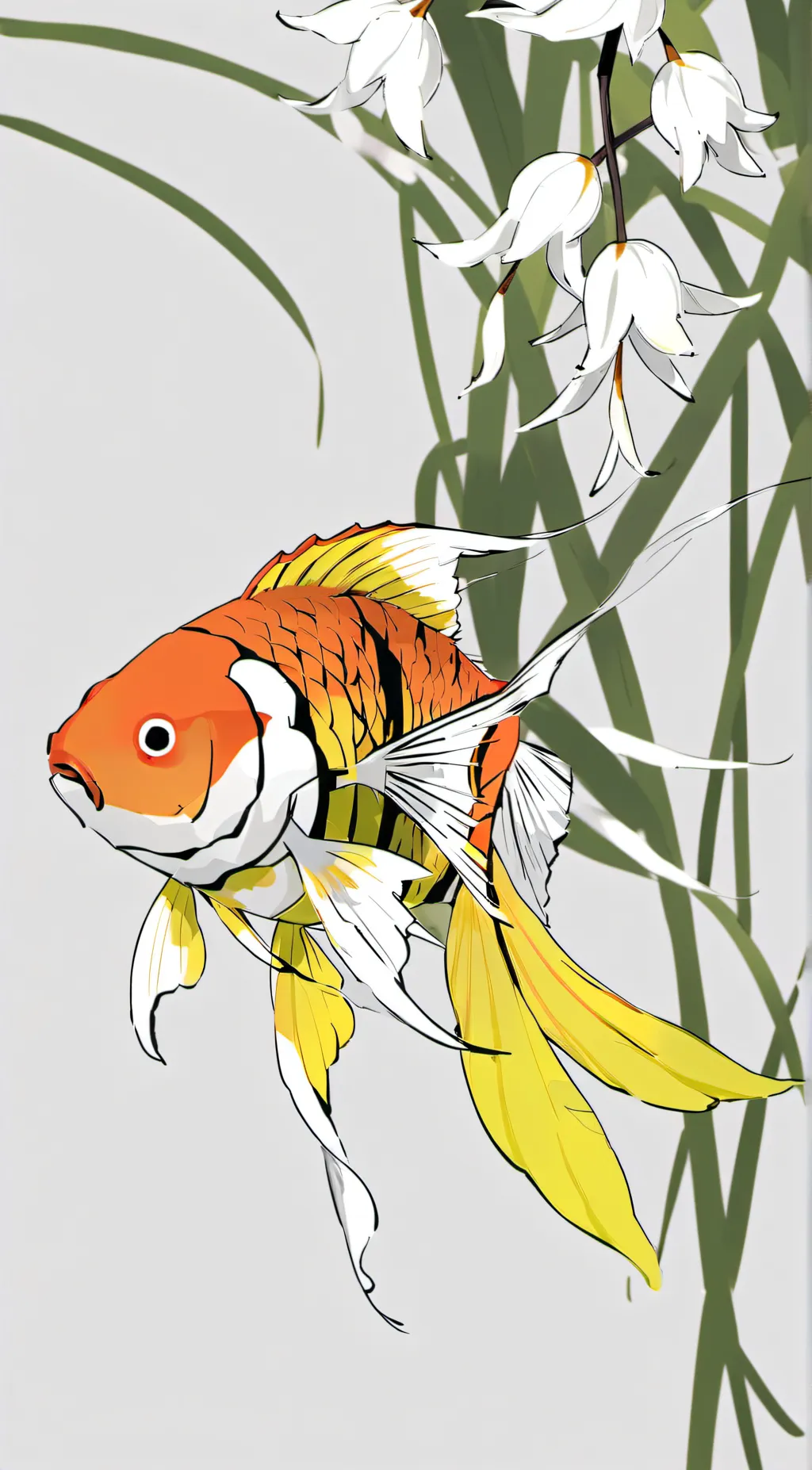ai character: Goldfish stark background