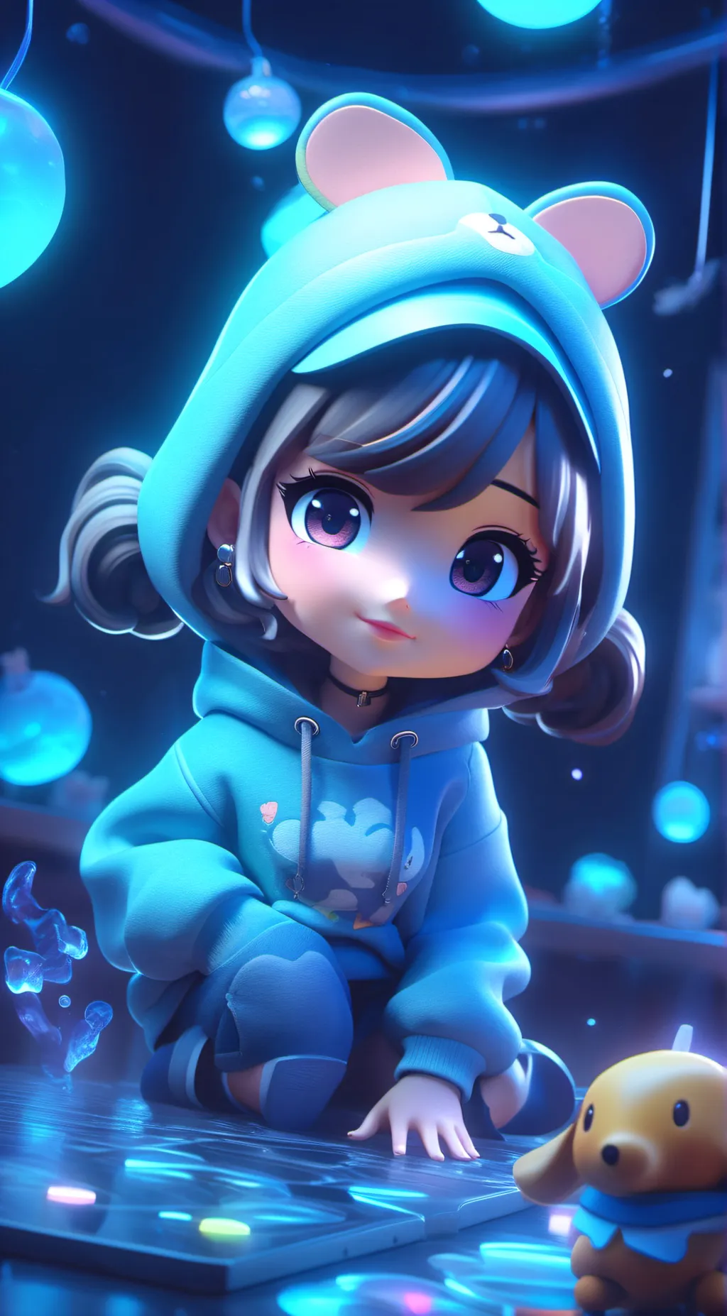 ai character: Violet background