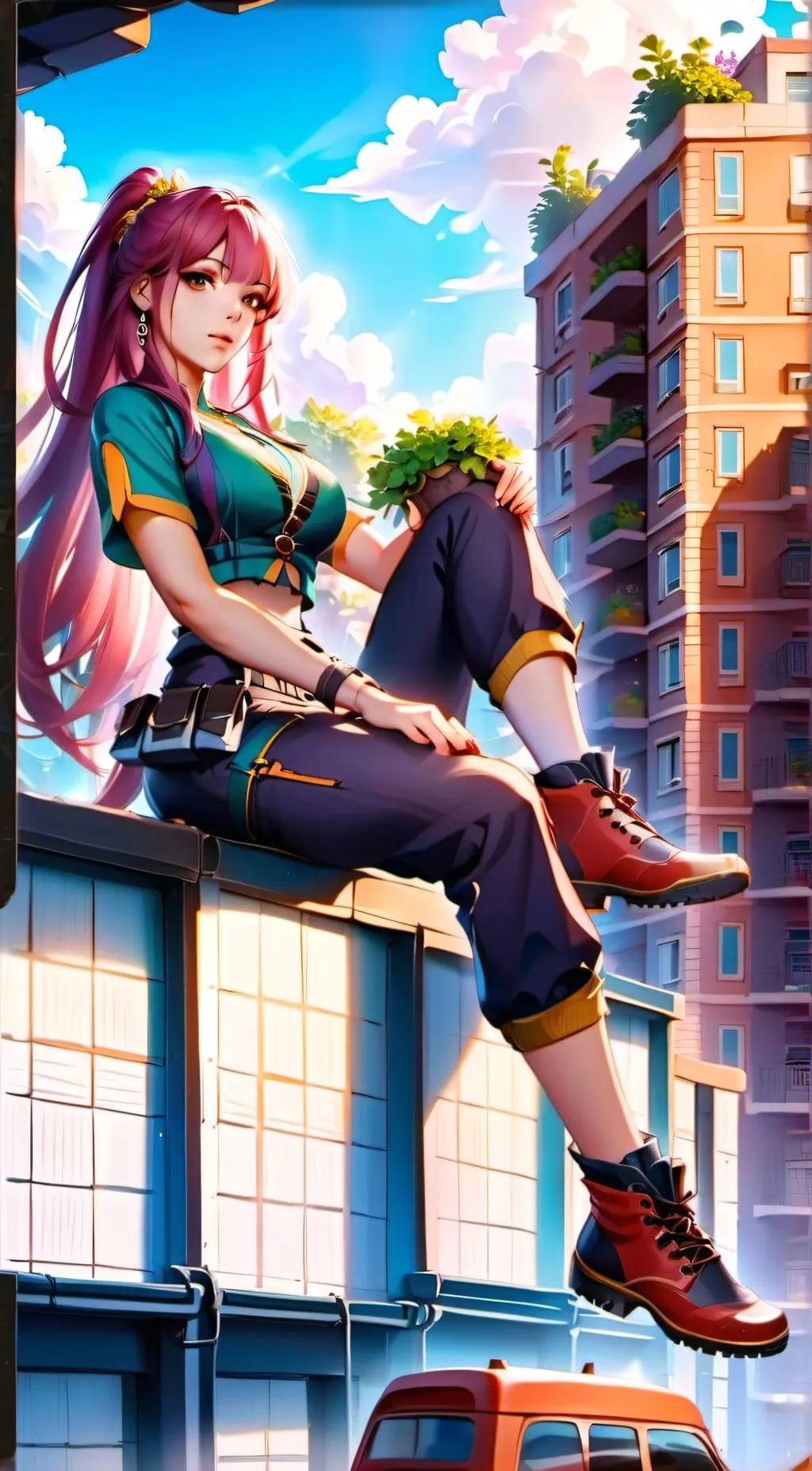 ai character: Violet background