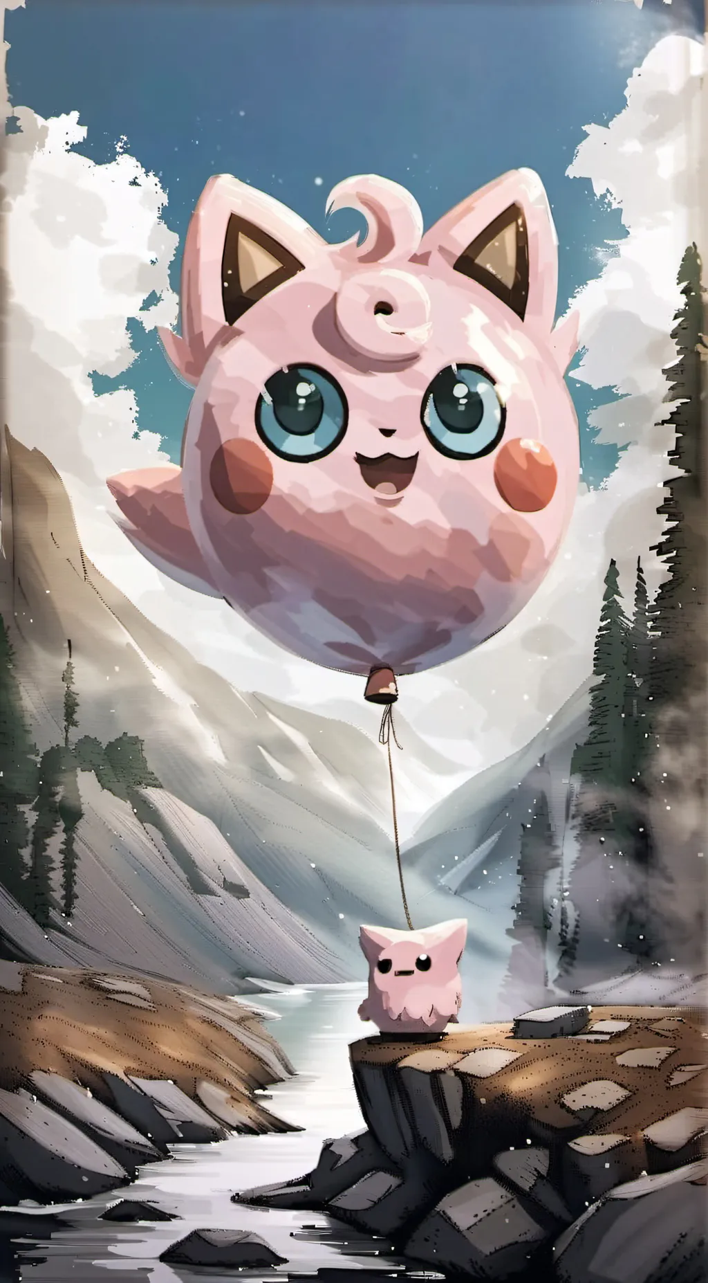 ai character: Jigglypuff balloon background