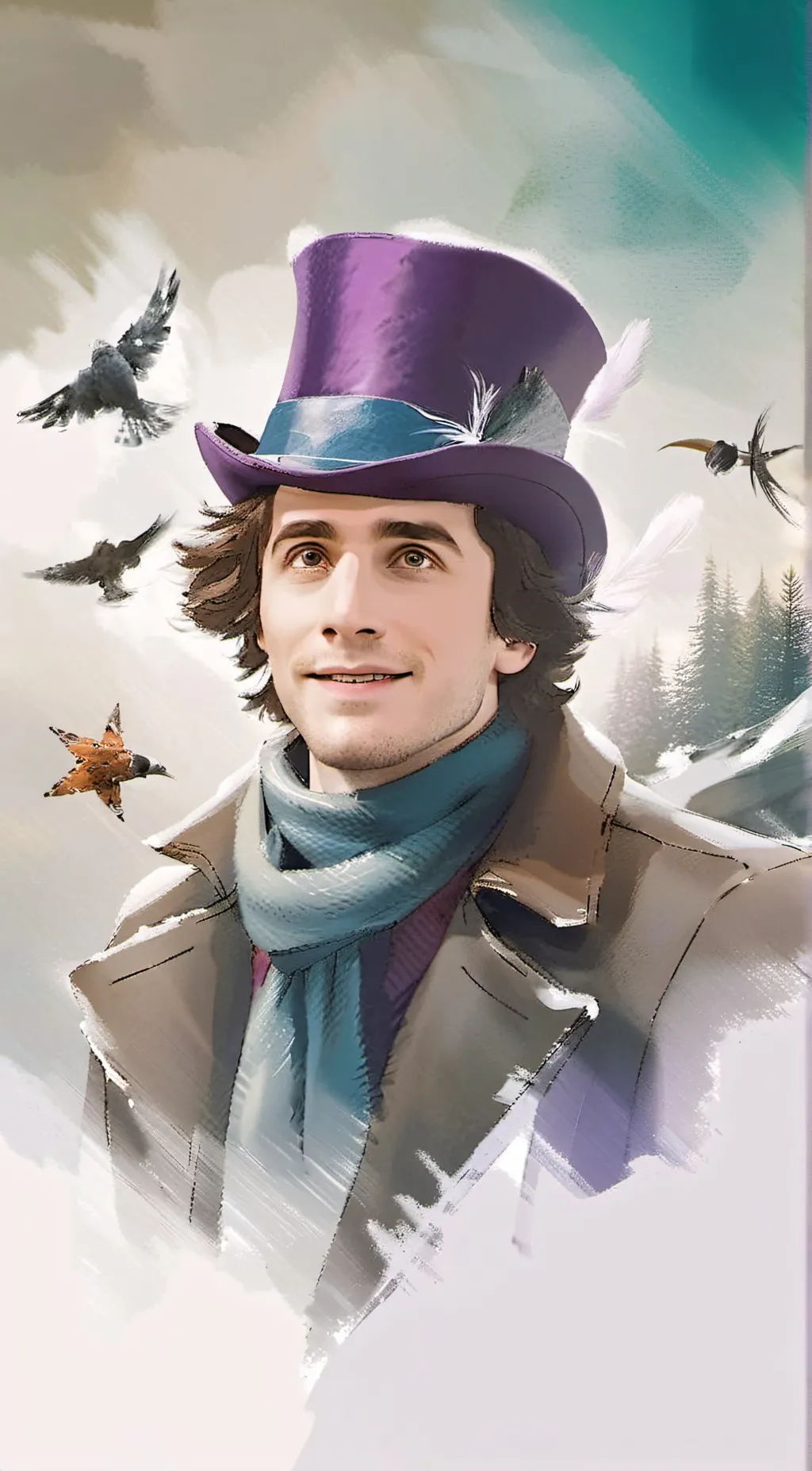 ai character: Willy Wonka background