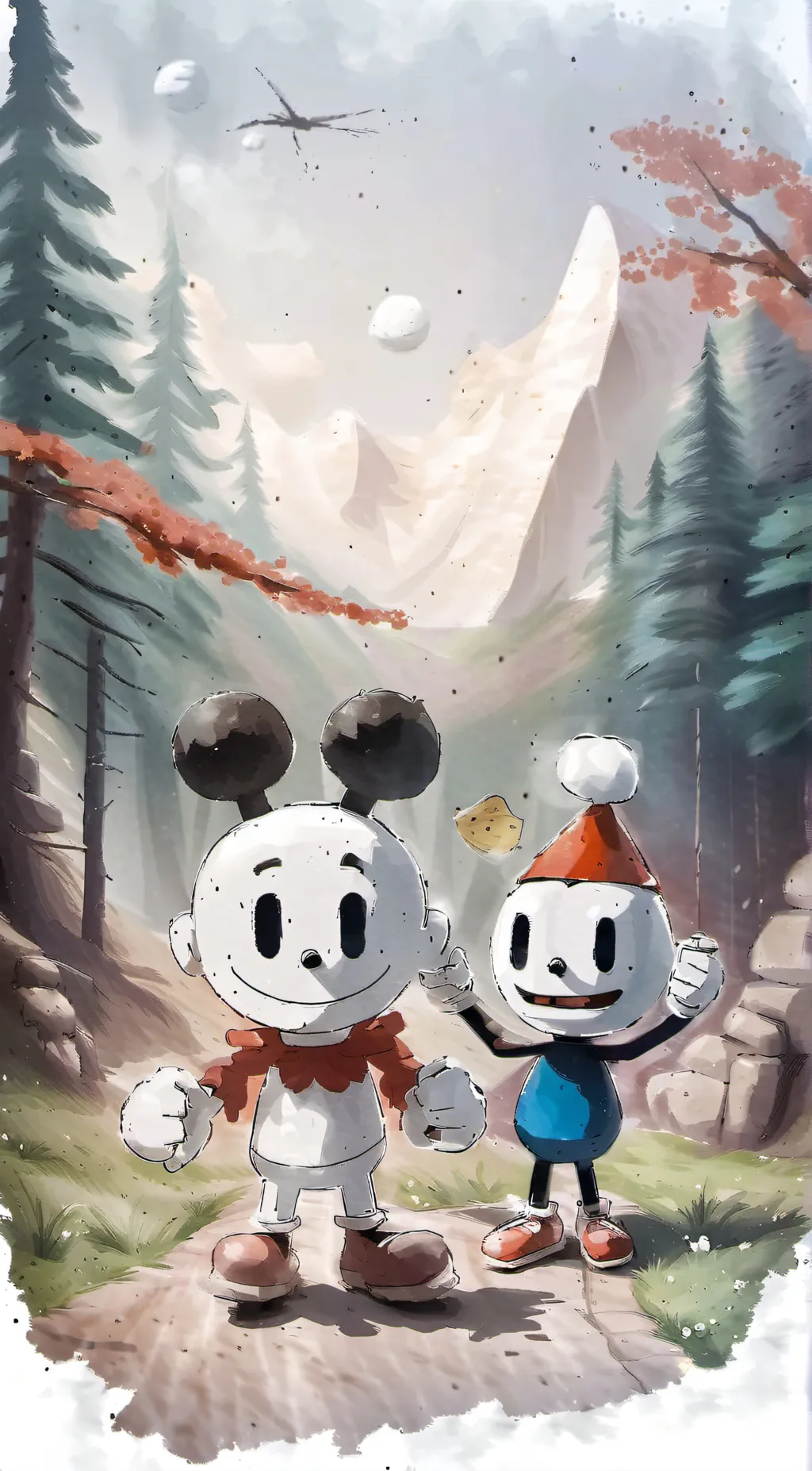 ai character: Cuphead and mugman background
