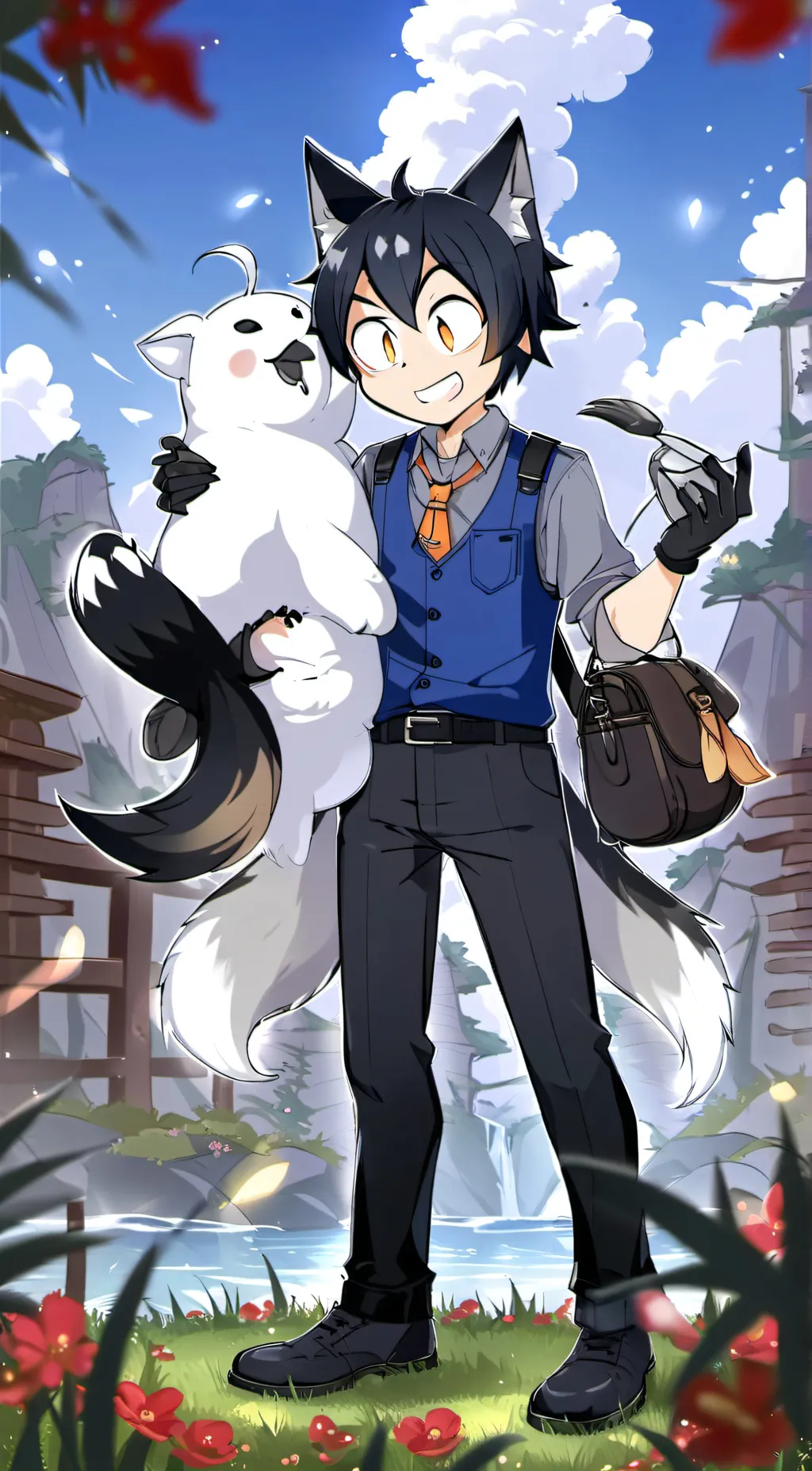 ai character: taild and sonic background