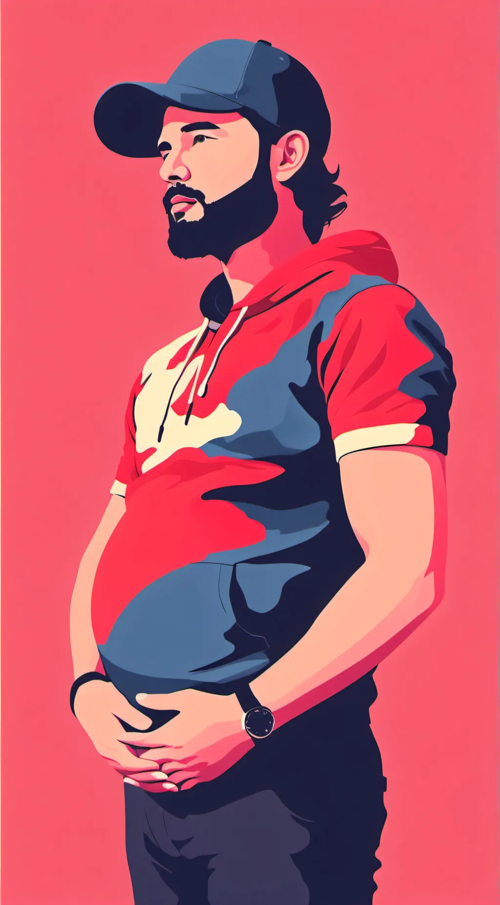 ai character: pregnant man background