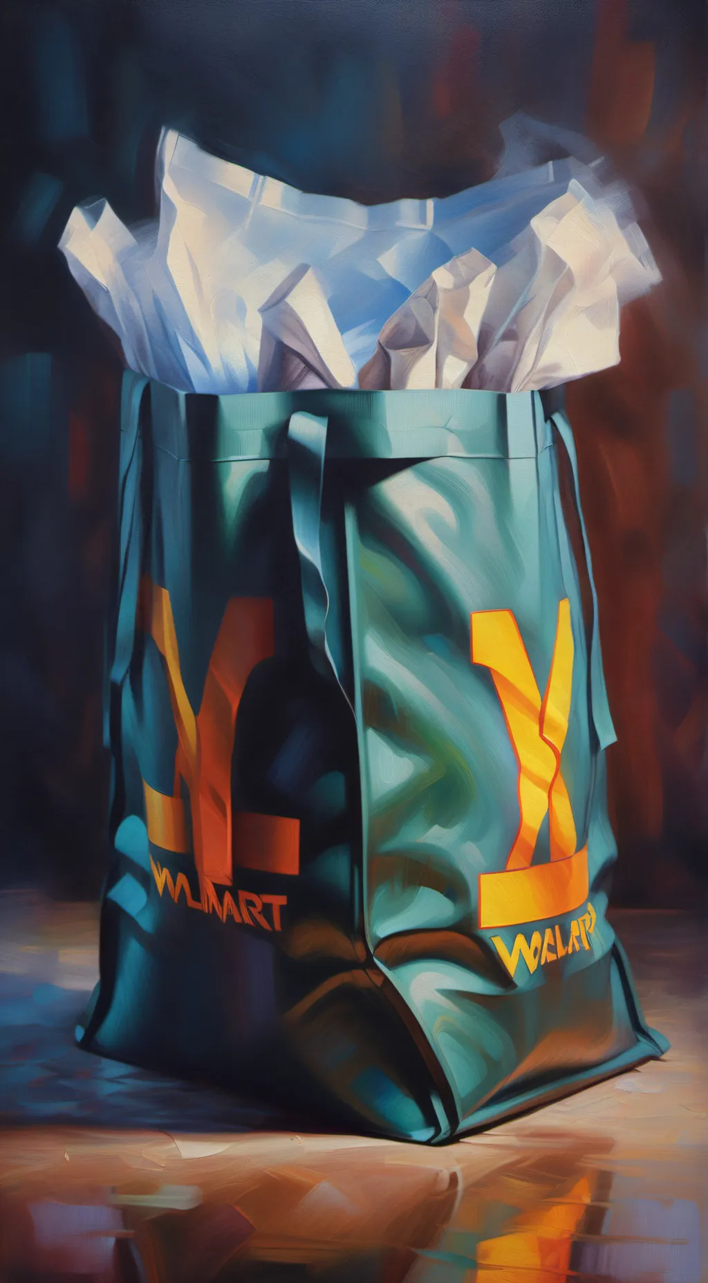 ai character: Walmart bag background