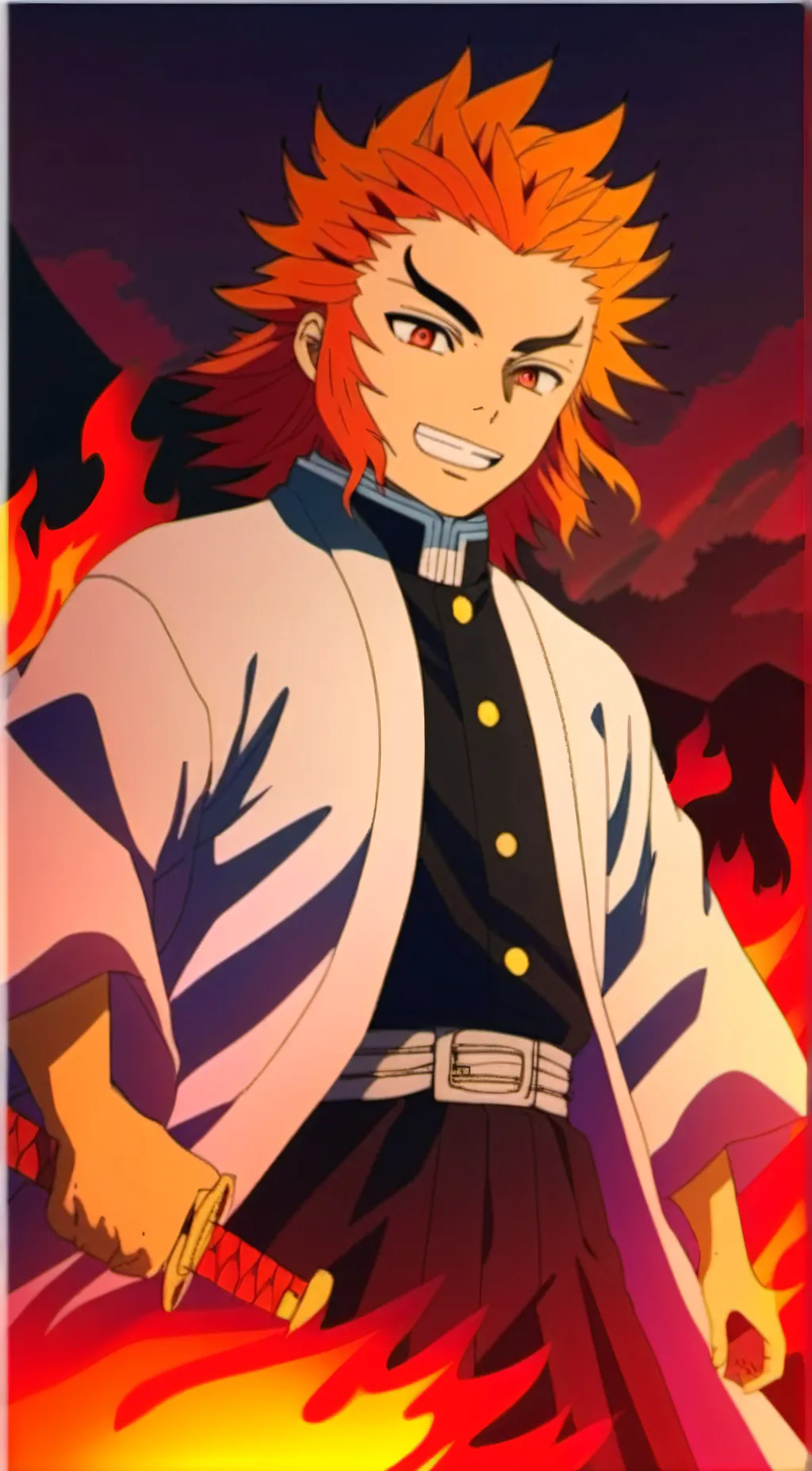 ai character: kanjiro rengoku  background