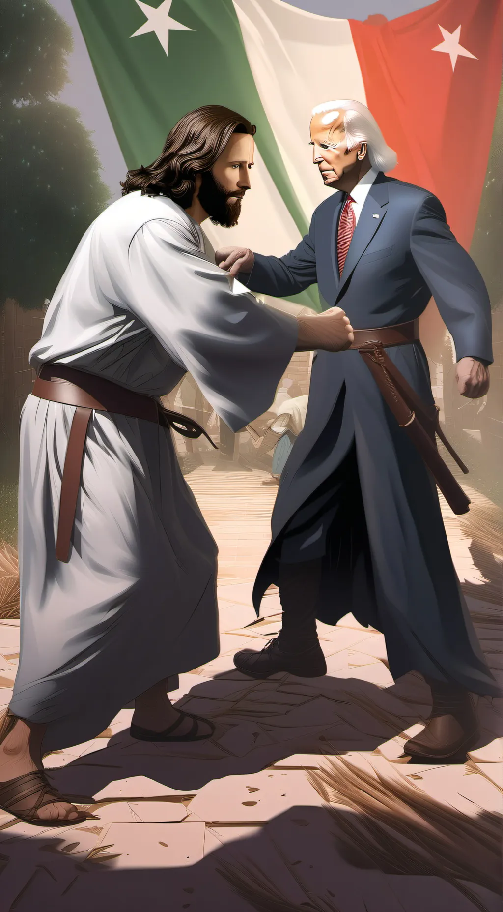 ai character: Jesus confronts Jo background