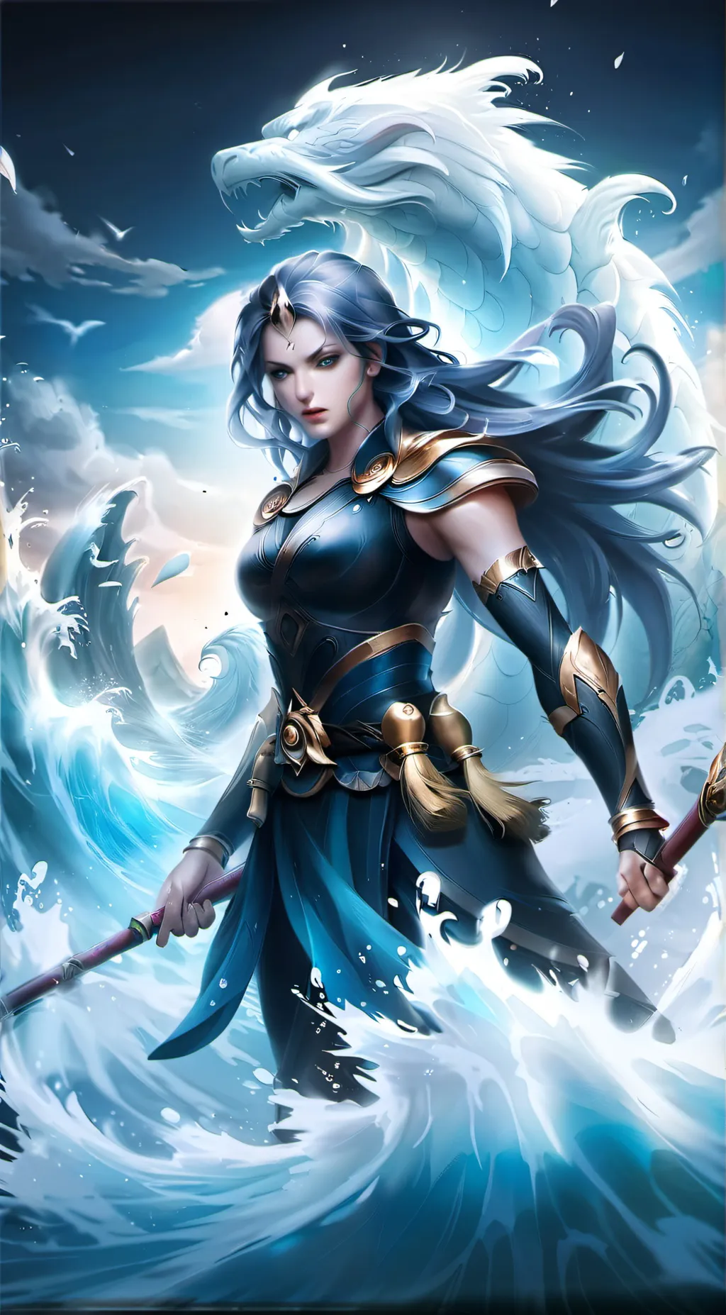 ai character: Water element background