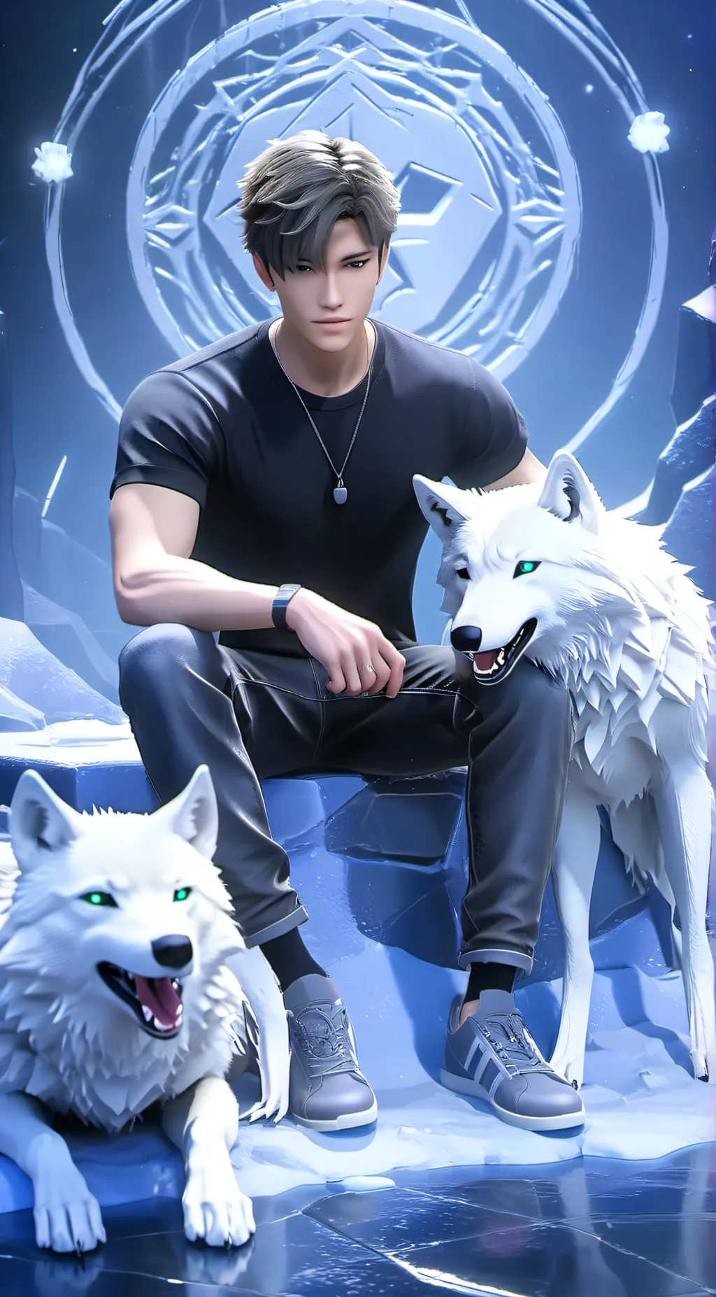 ai character: wolf boy background