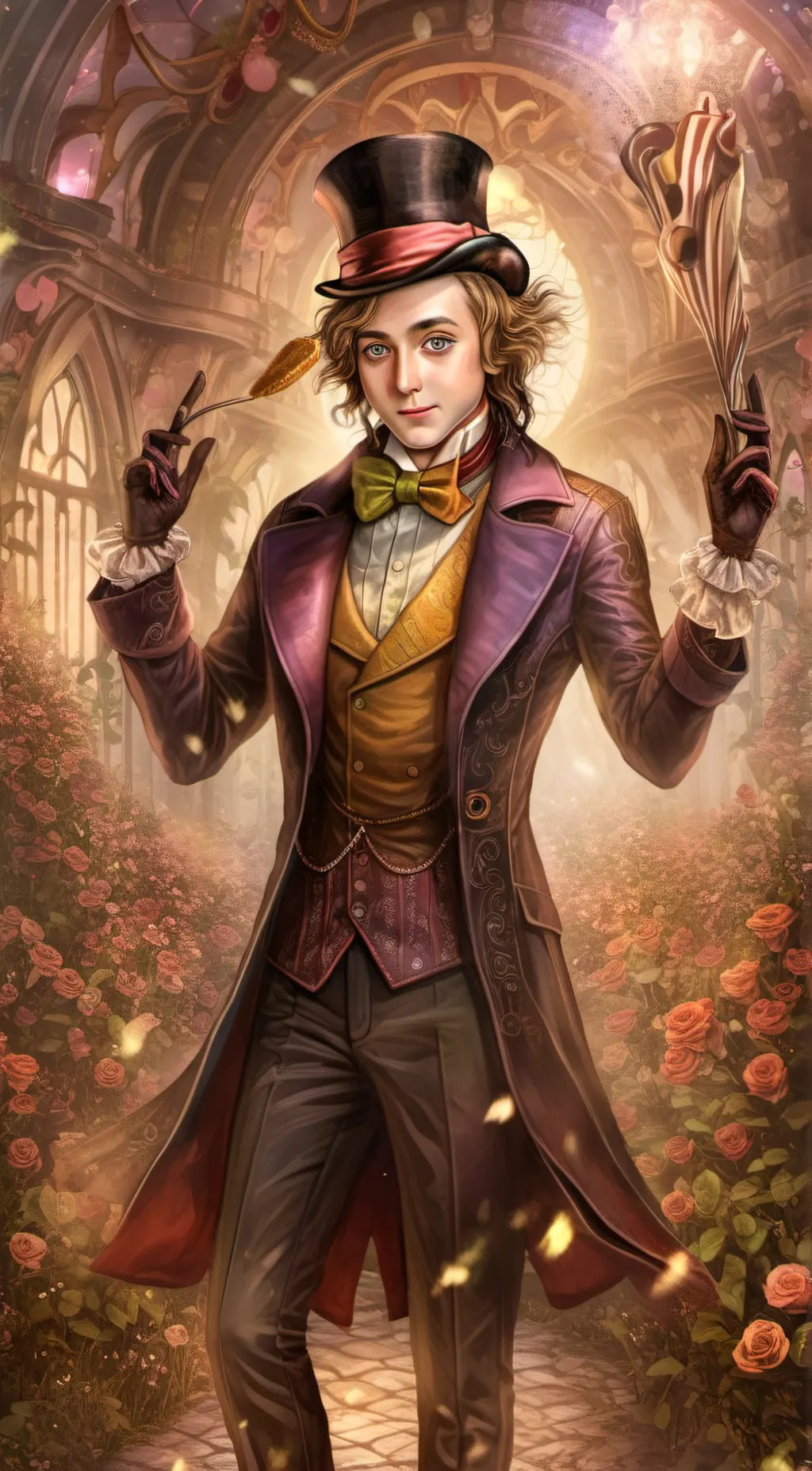 ai character: Willy Wonka  background