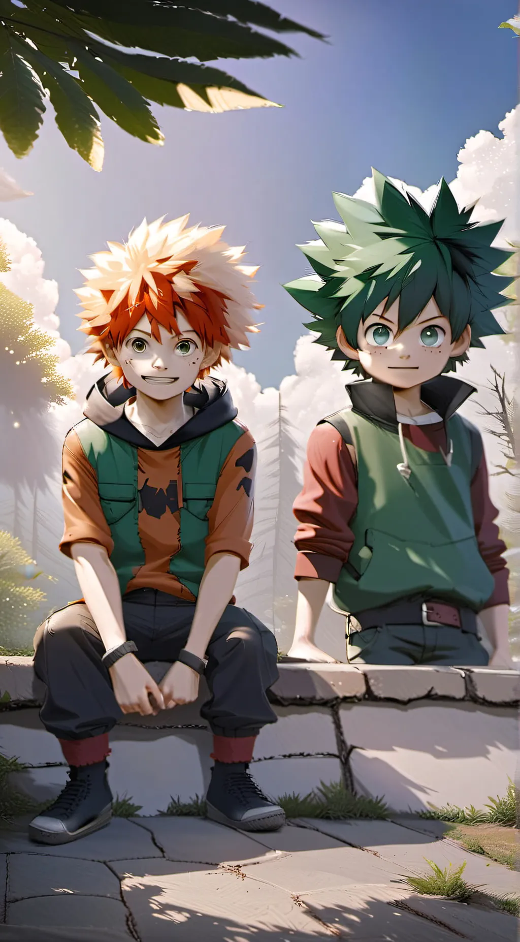 ai character: Bakugo and deku  background
