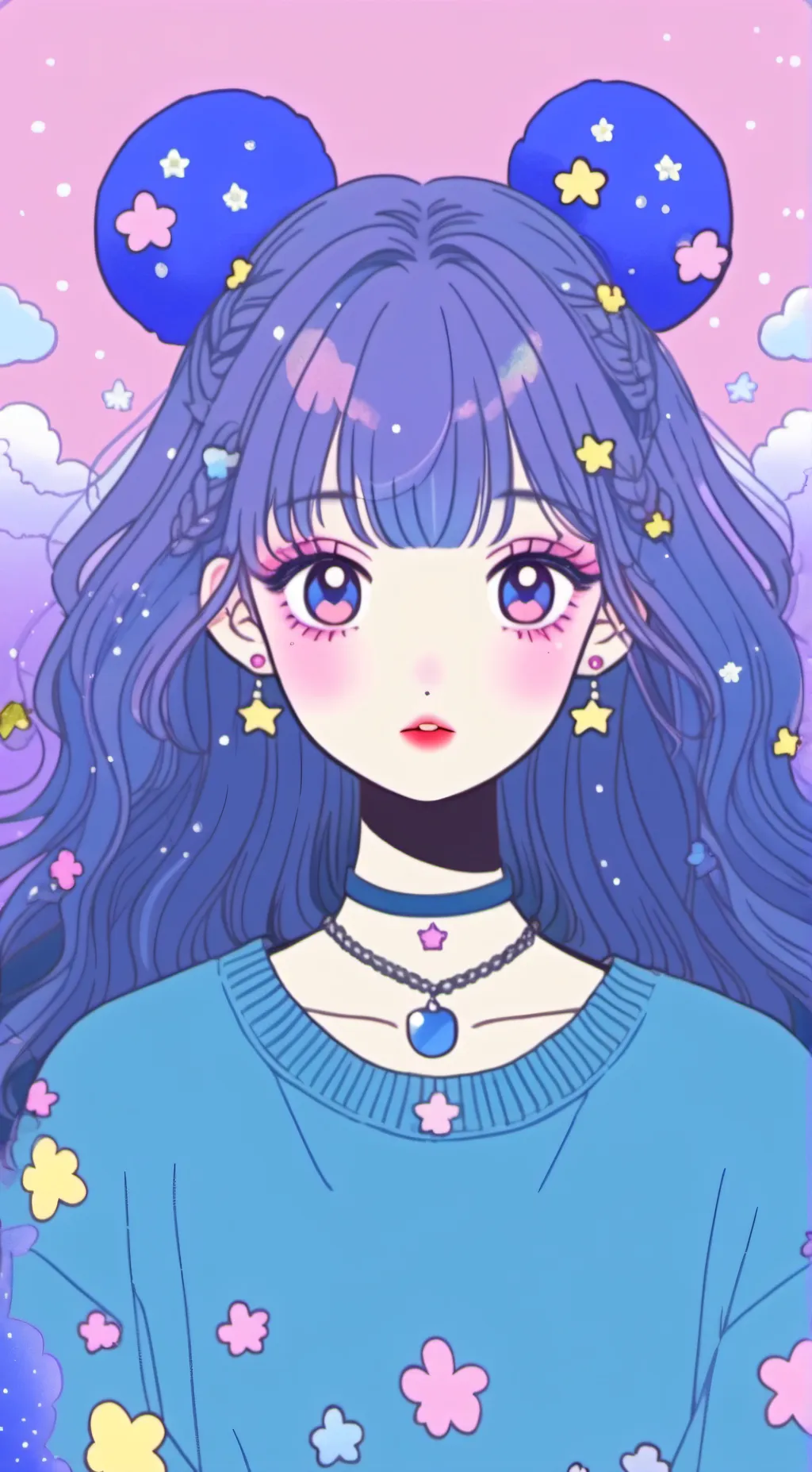 ai character: moon girl  background