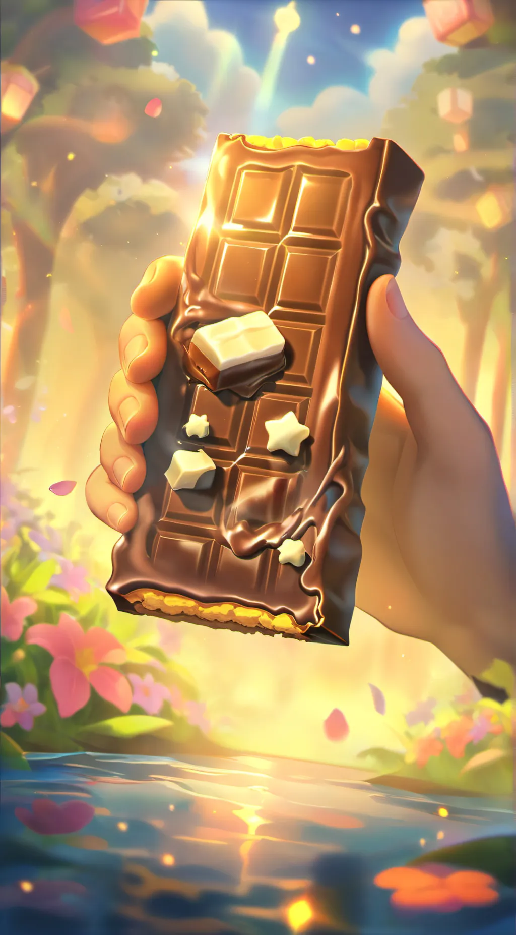 ai character: chocolate background