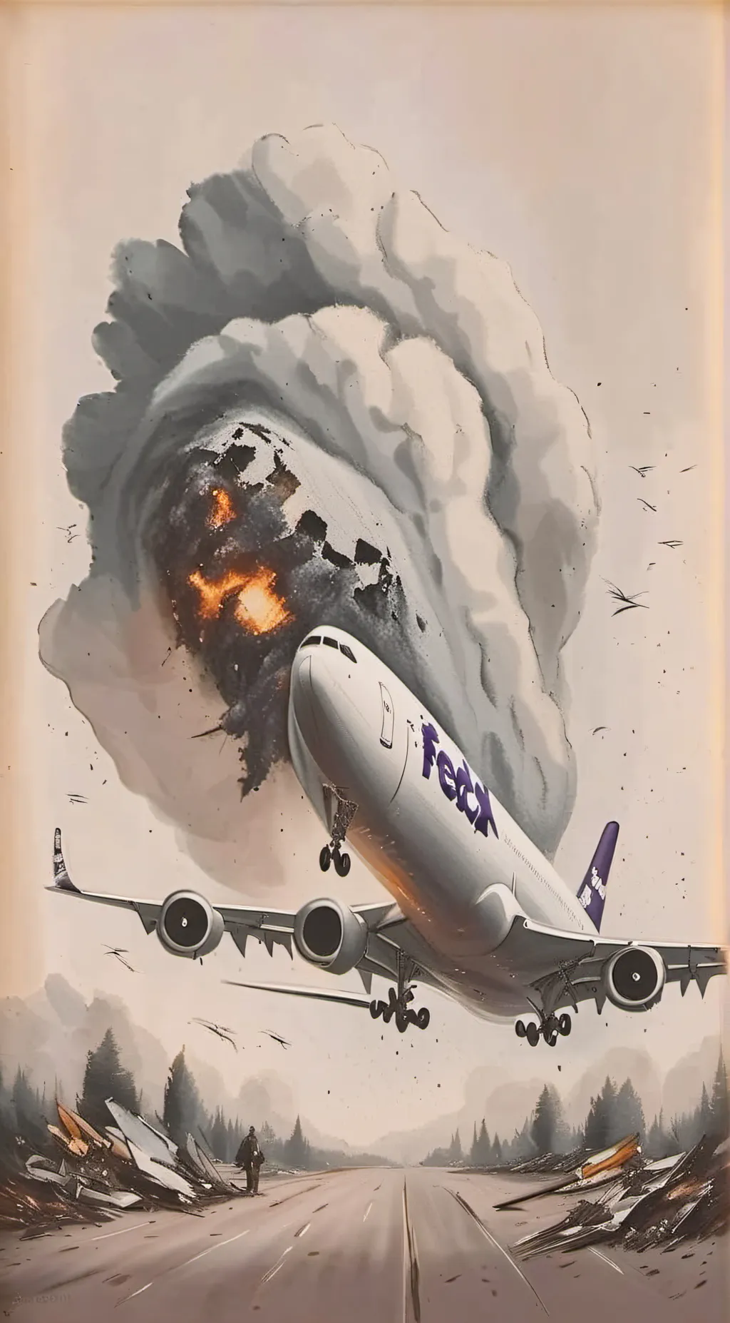 ai character: FedEx plane 80  background