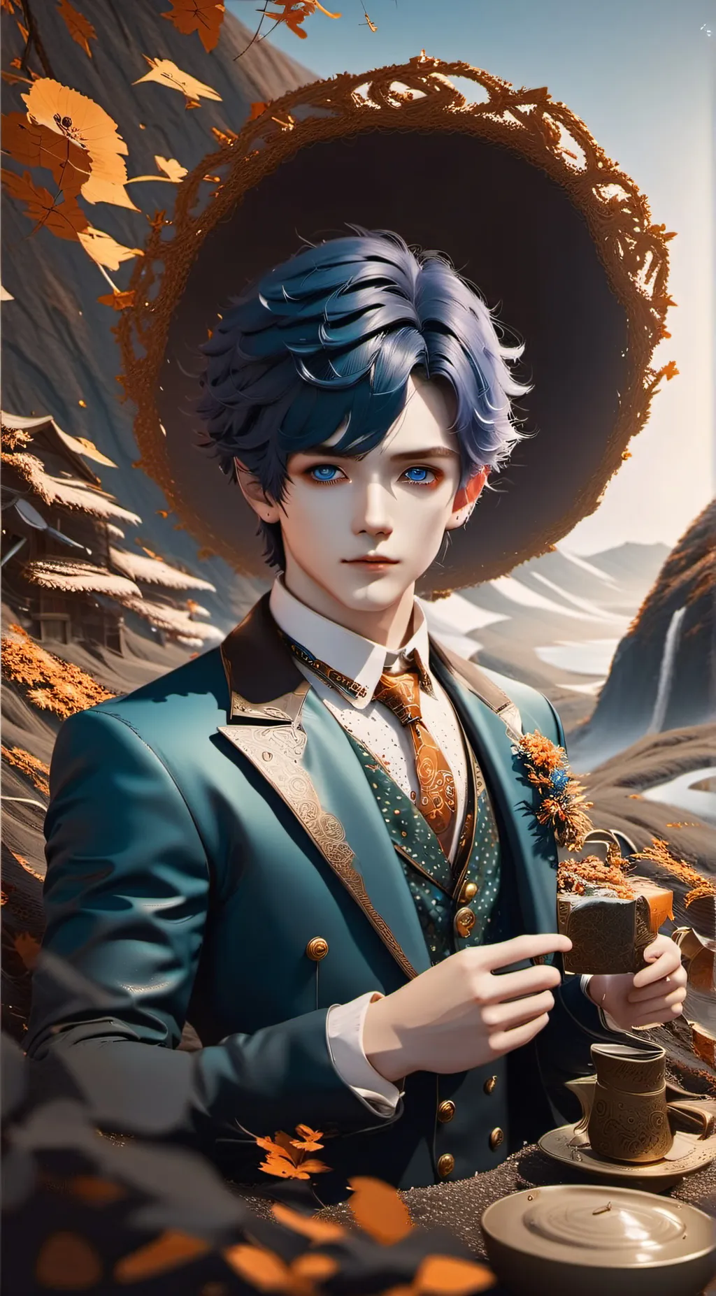 ai character: Blue background