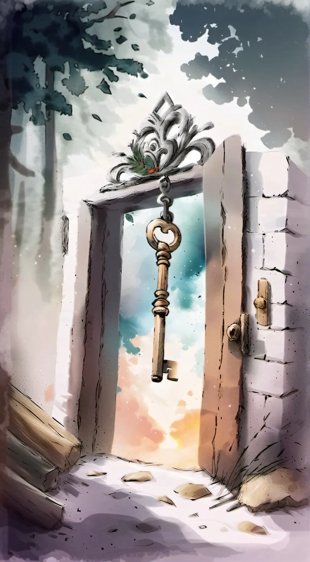 ai character: magical key background