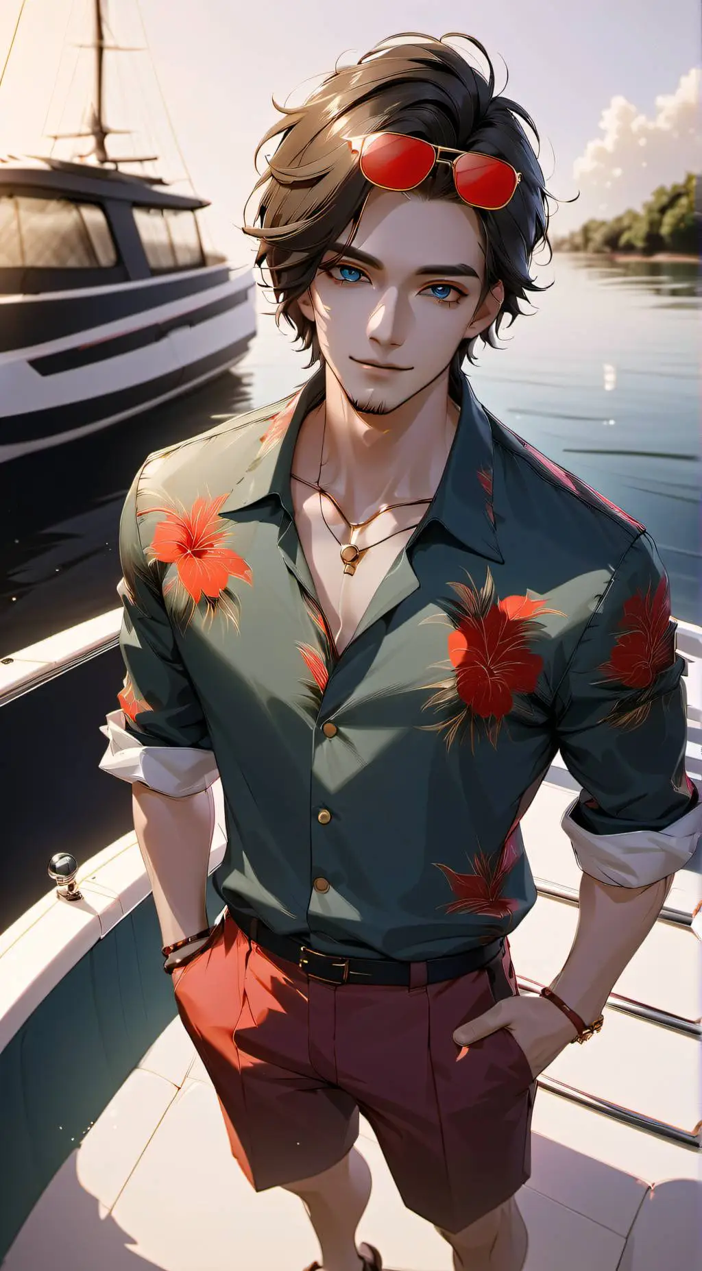 ai character: Tye the boat guy background