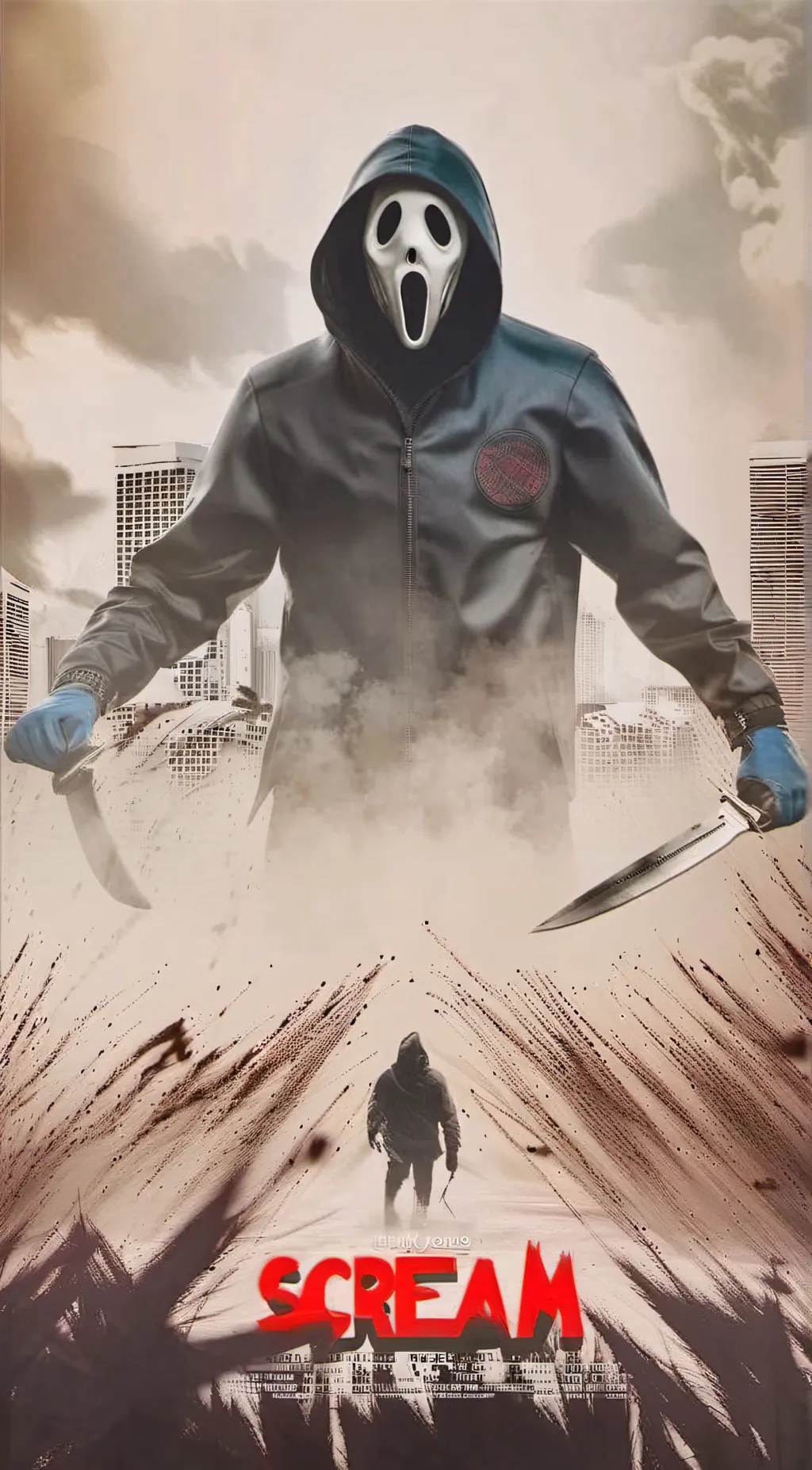 ai character: Ghostface  background