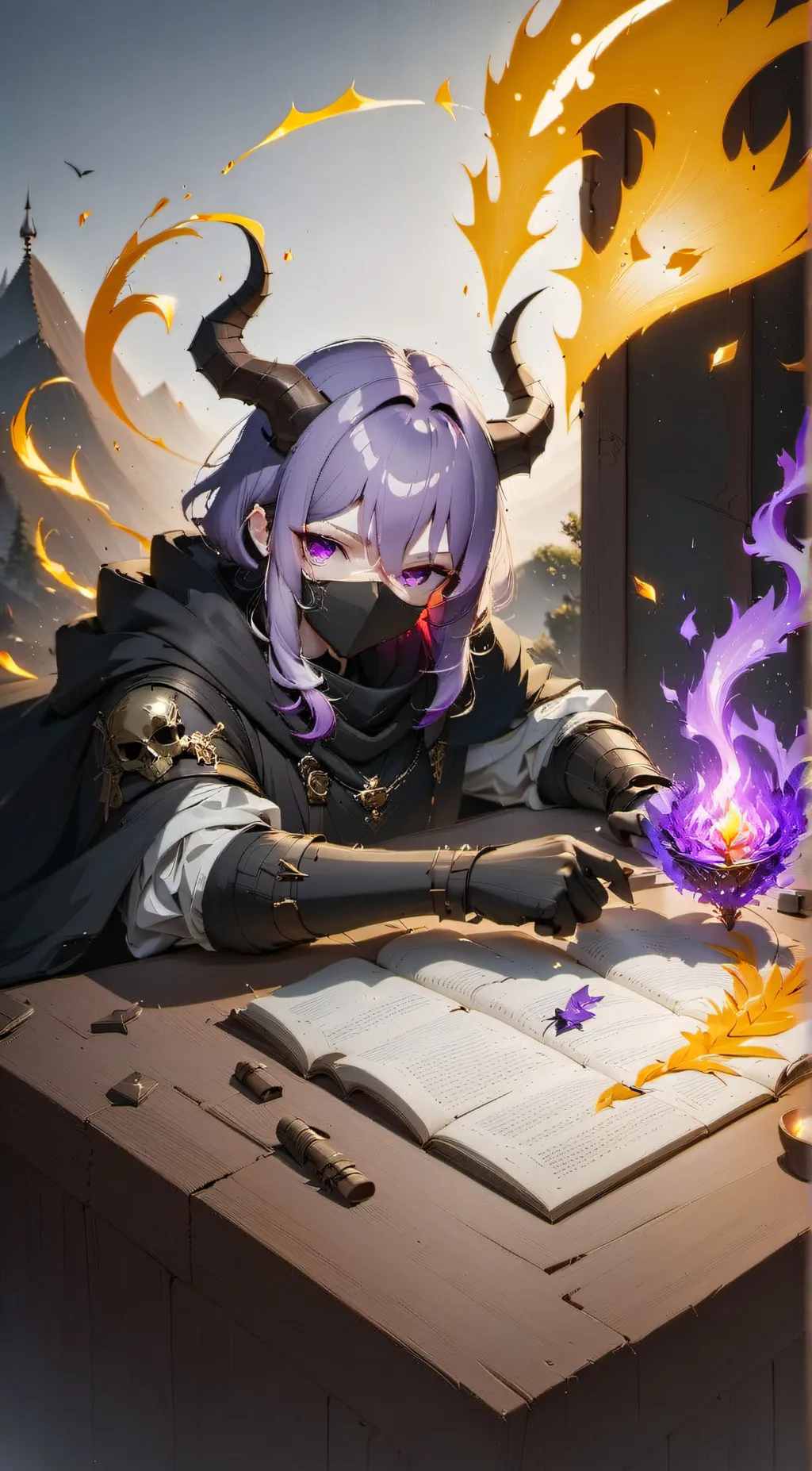 ai character: Flame background