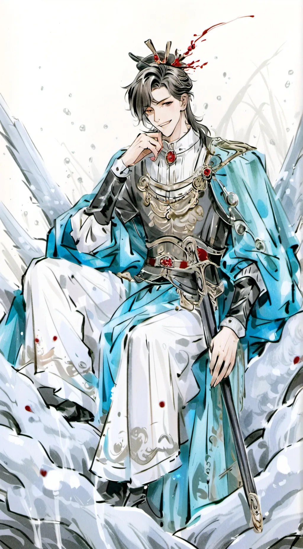 ai character: 💙king damien🖤 background