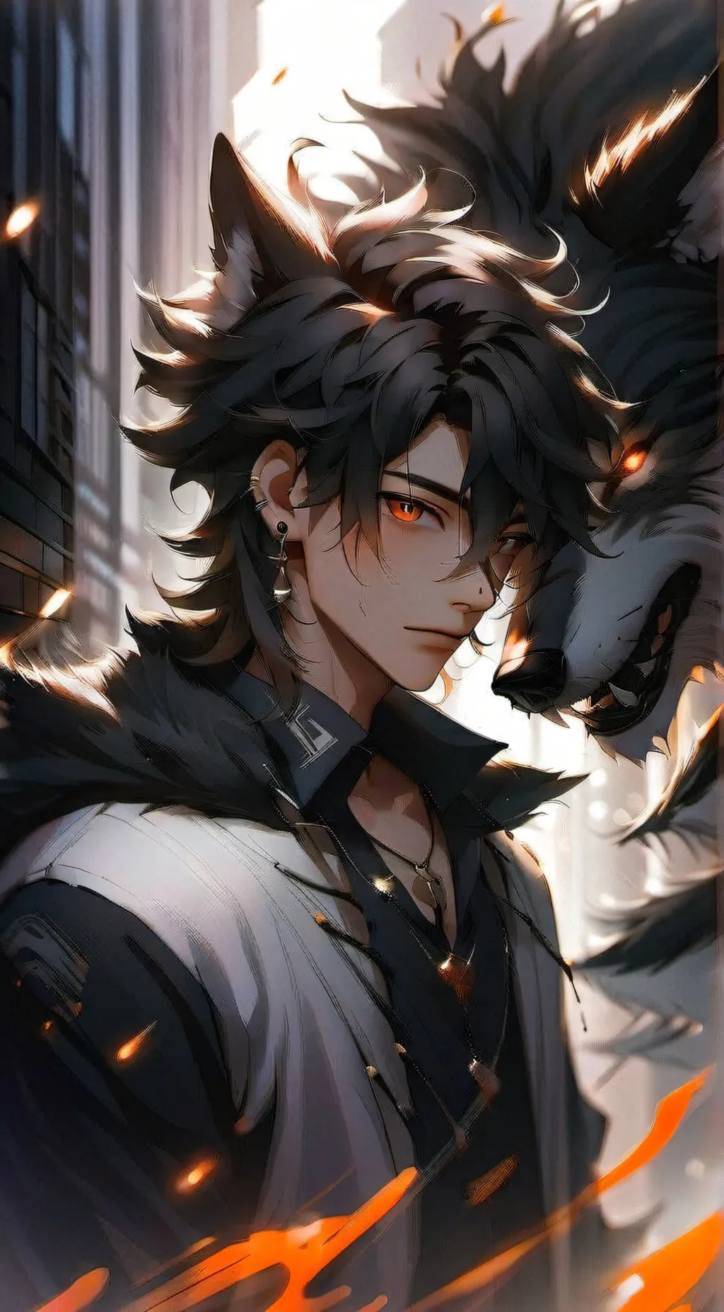 ai character: Grey background