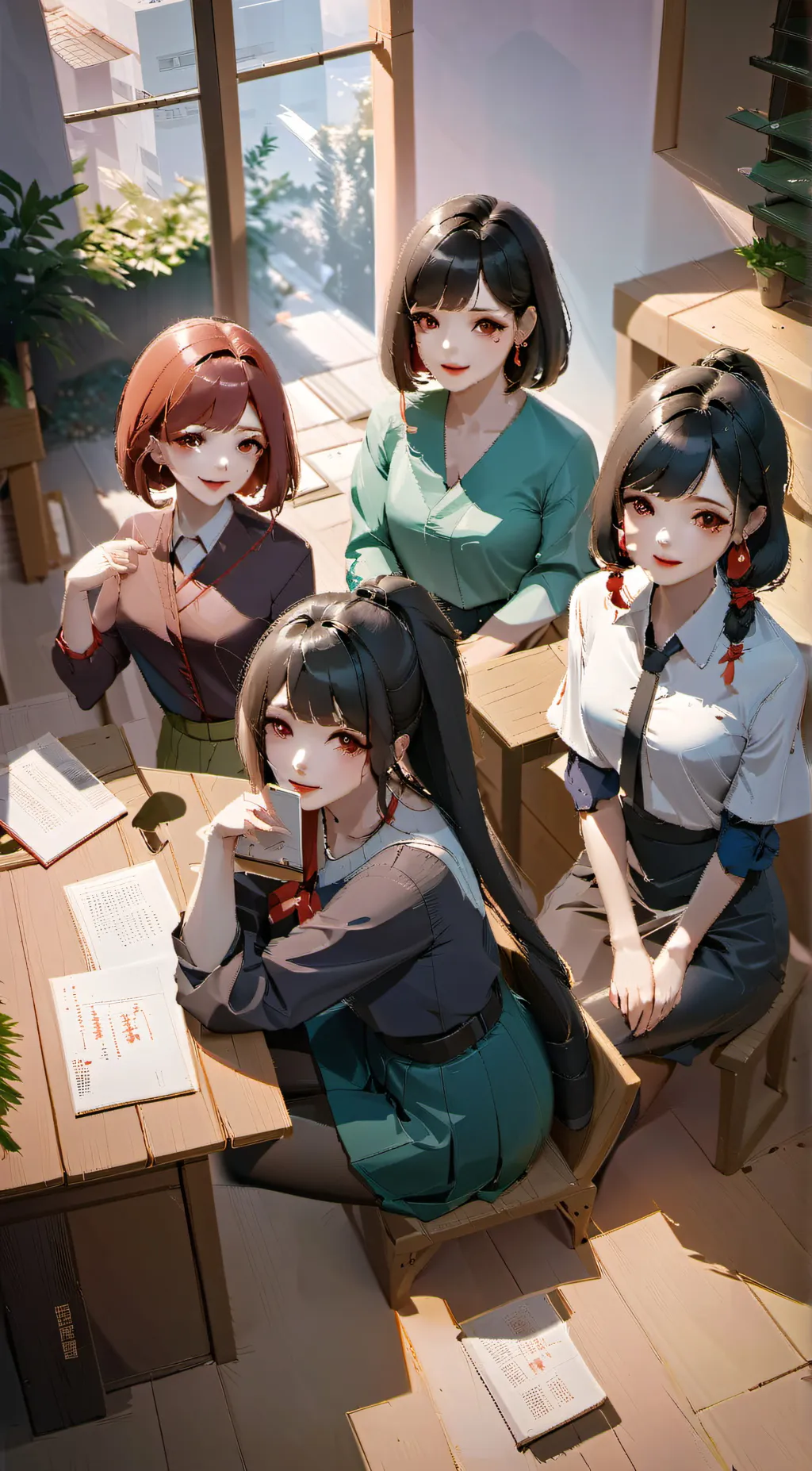 ai character: Office Ladies  background