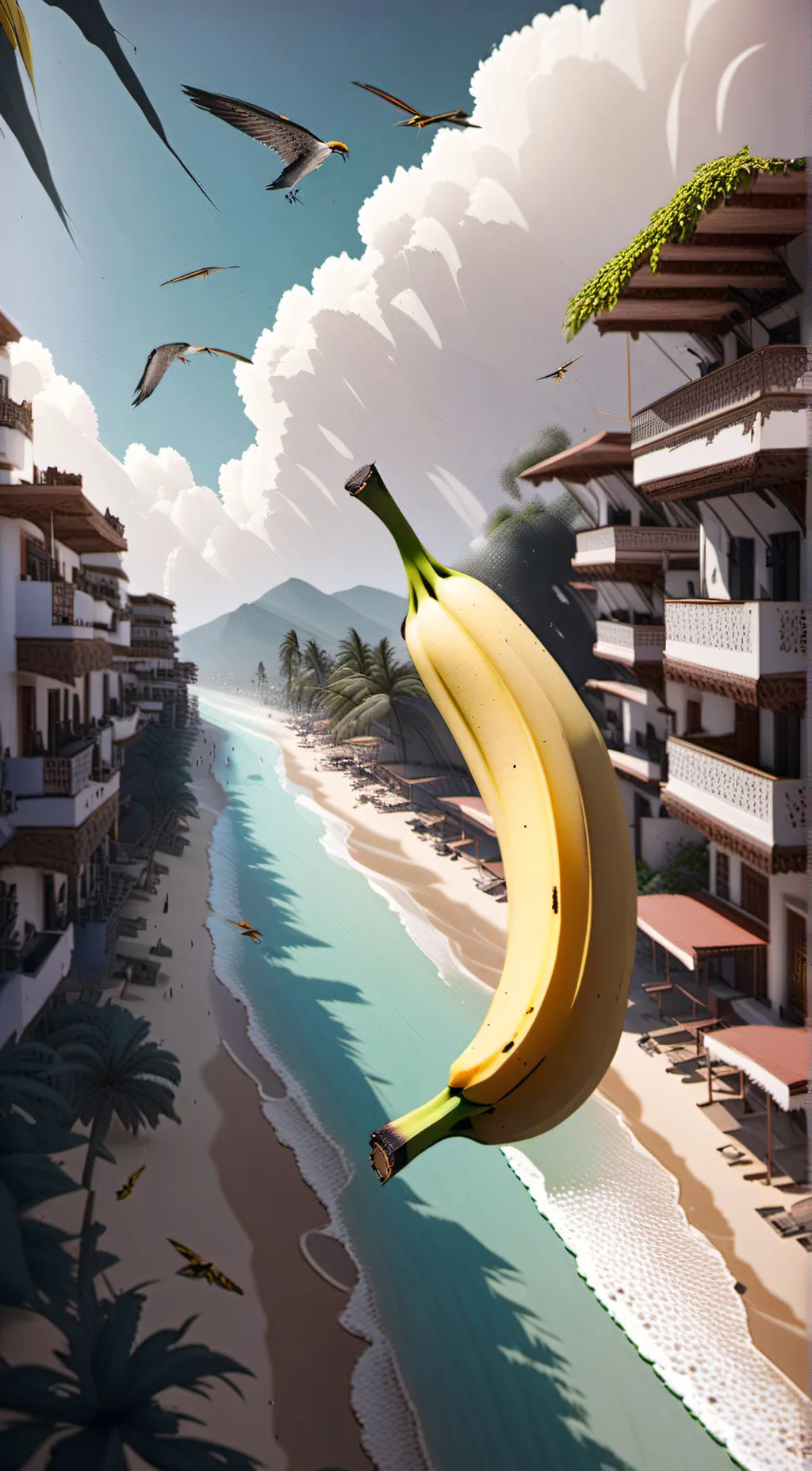 ai character: Banana with wings background
